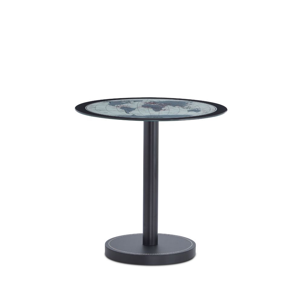 ACME Boli - End Table - Black & Map Glass | Meri Furniture