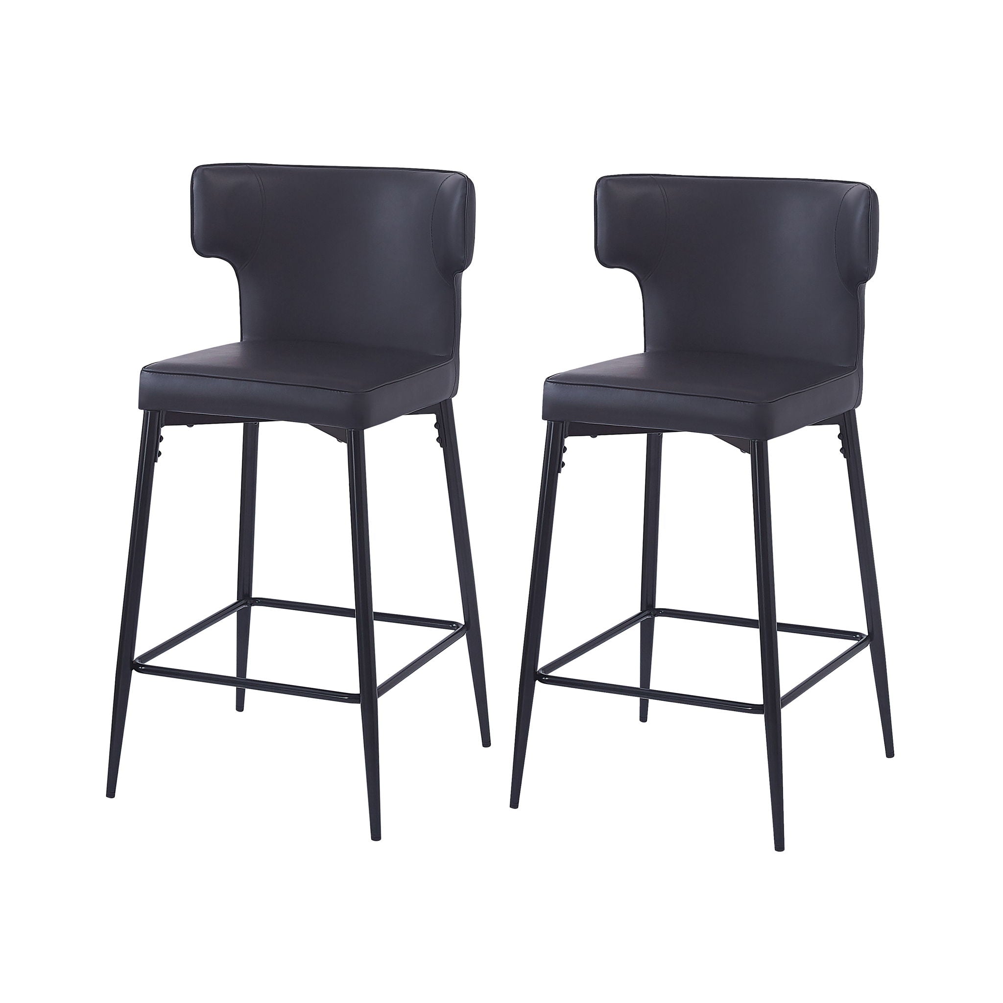 Modern Bar Stools With Upholstery And Metal Footrest (Set of 2)