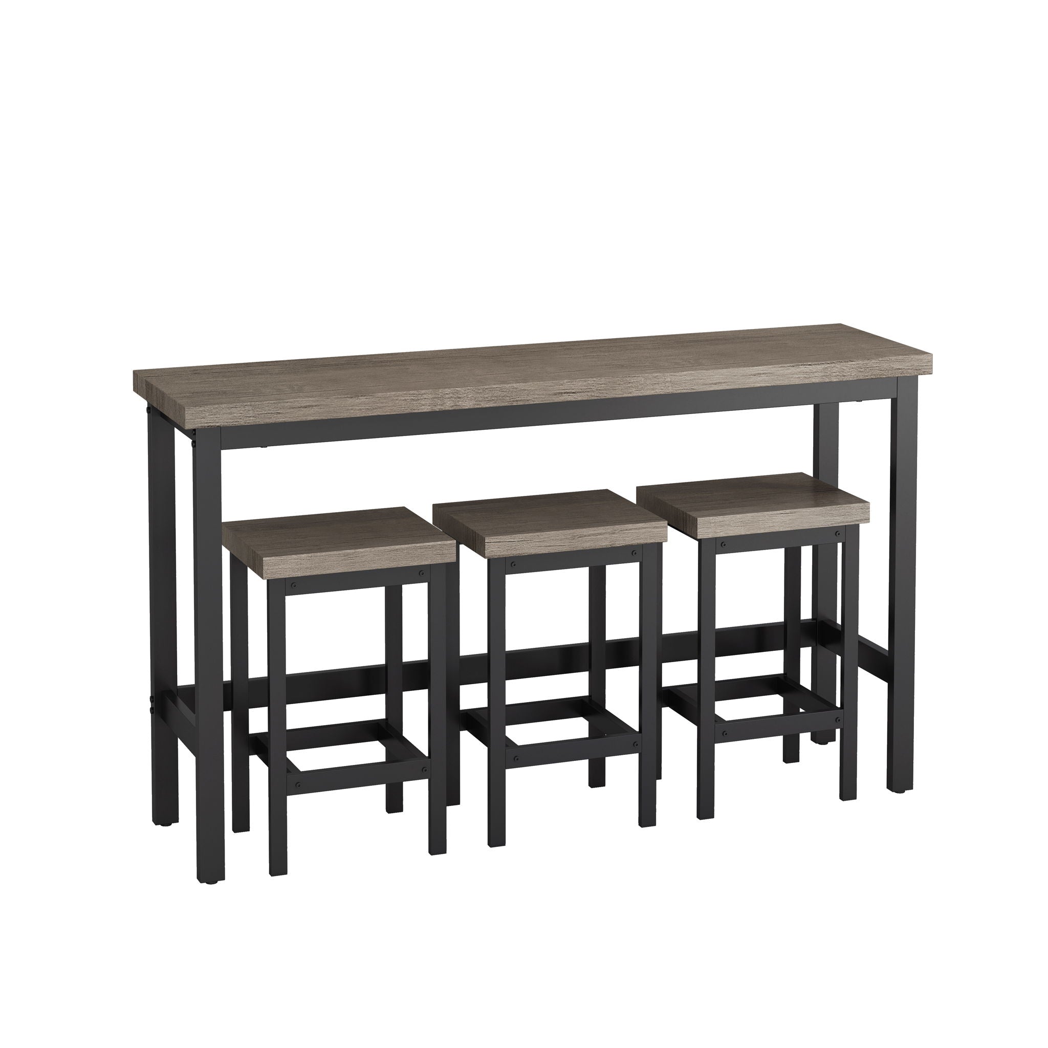 Modern Design Long Dining Table Set With 3 Stools