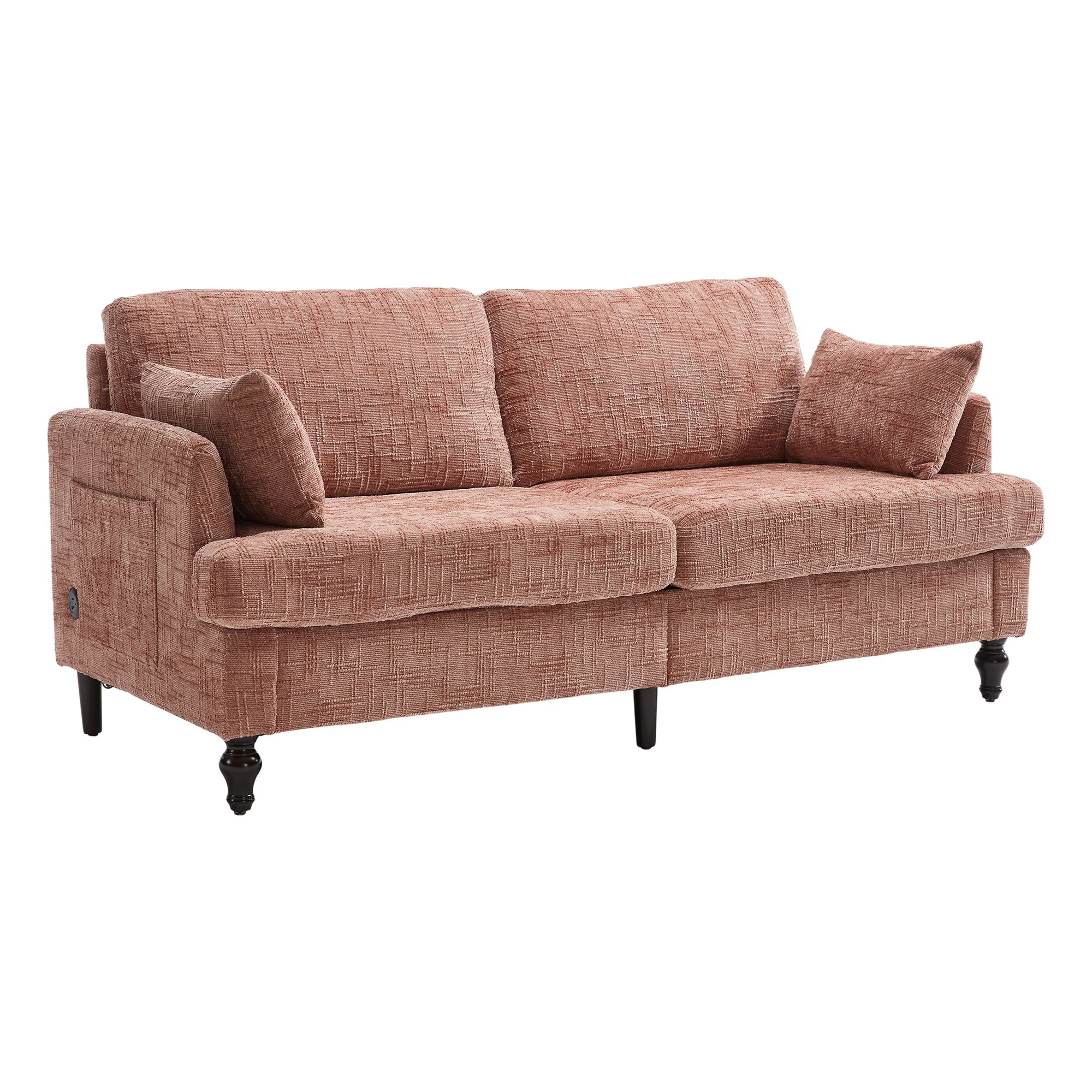 Chenille 2 Seater Sofa With LED Light, USB Charging Port, And Storage Bag