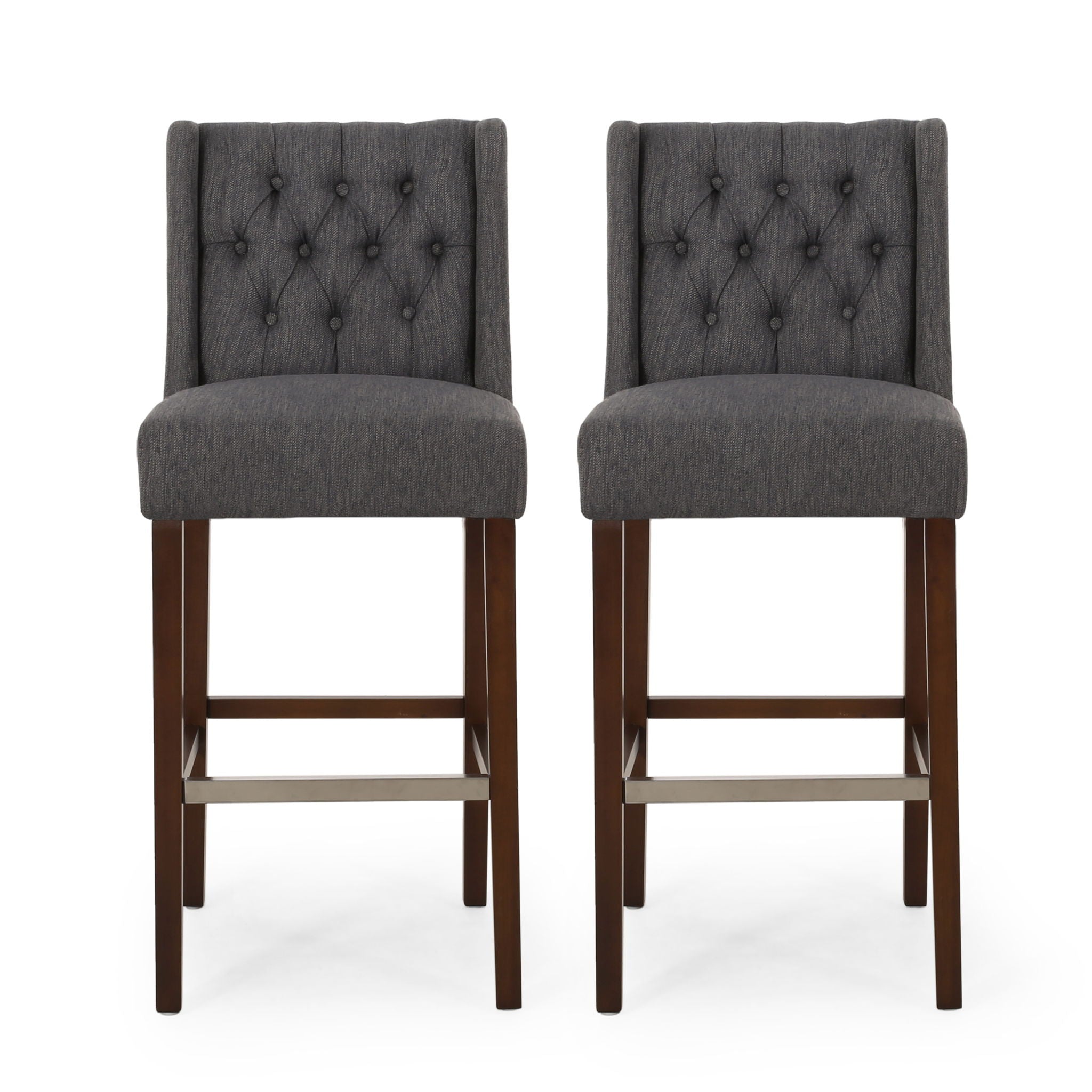 Solstara - Upholstered Dining Barstool With Button Tufted And Wing Back