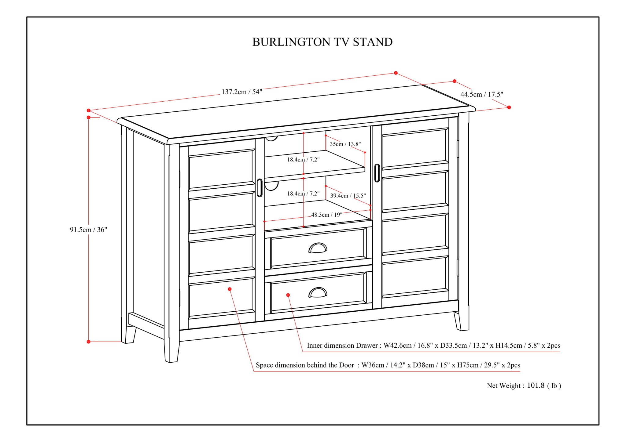 Burlington - Handcrafted Tall TV Media Stand