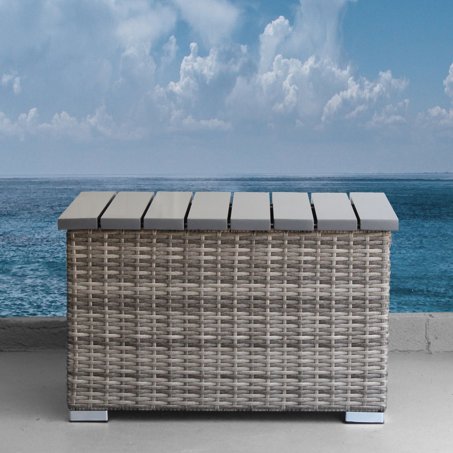 Wicker Sectional Sofa With Cushions And Table