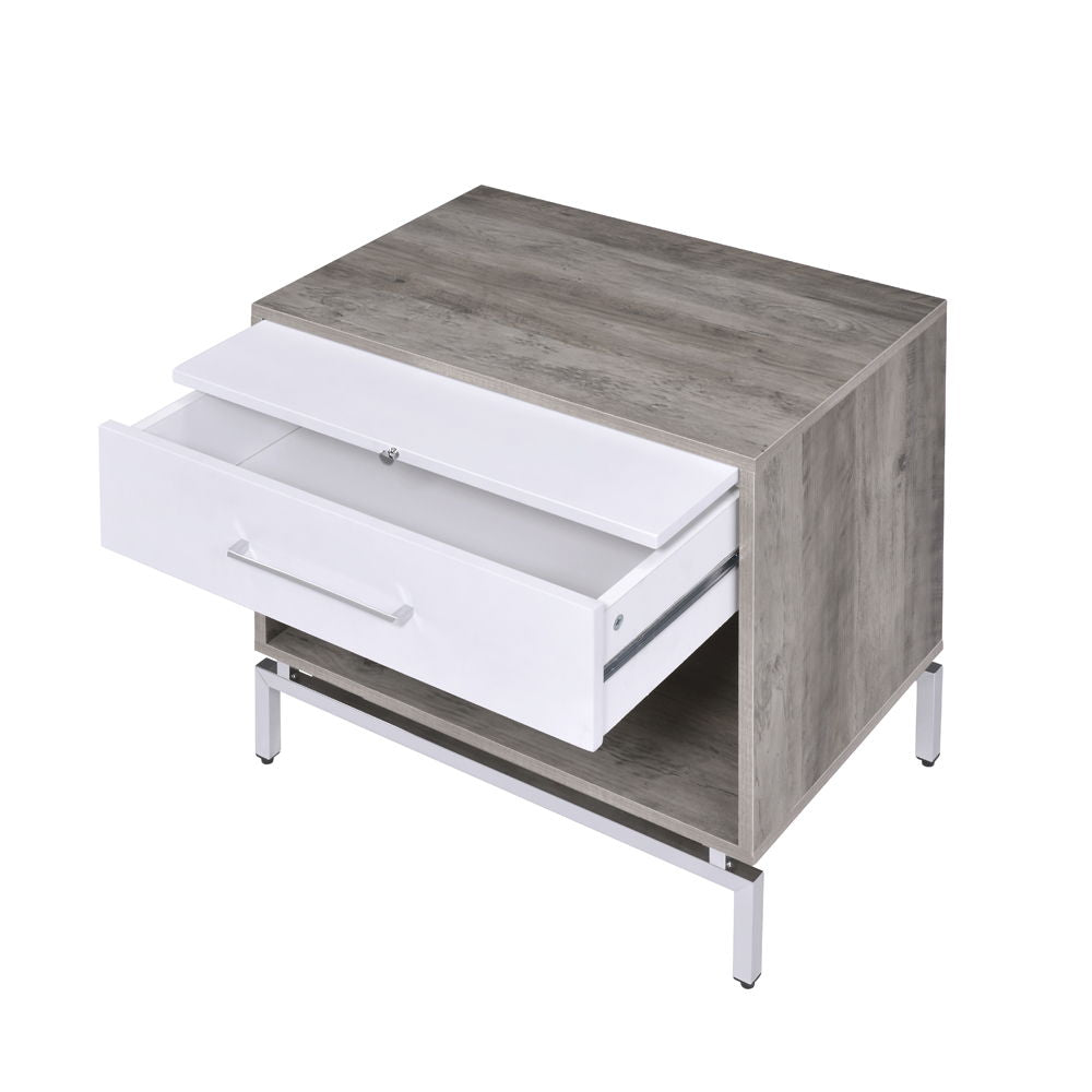 Cistus - Accent Table - Weathered Gray Oak & White