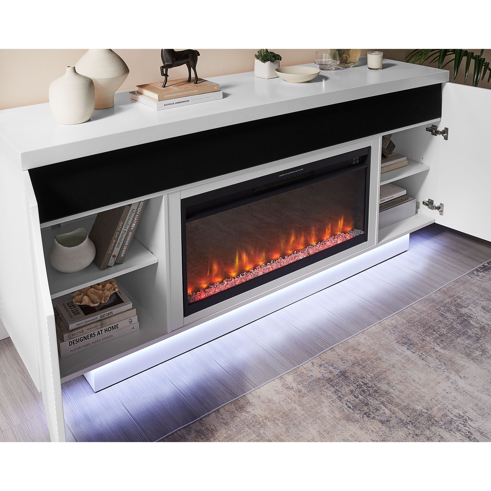Alessia - Electric Fireplace With Multi Color LED And Flame Settings