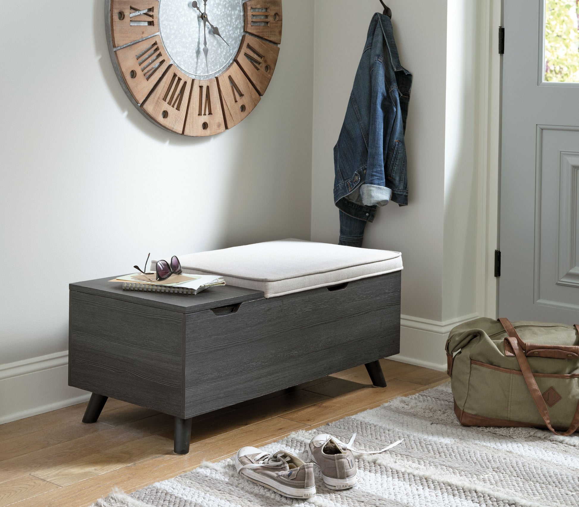 Signature Design by Ashley® Yarlow - Dark Gray - Storage Bench | Meri Furniture