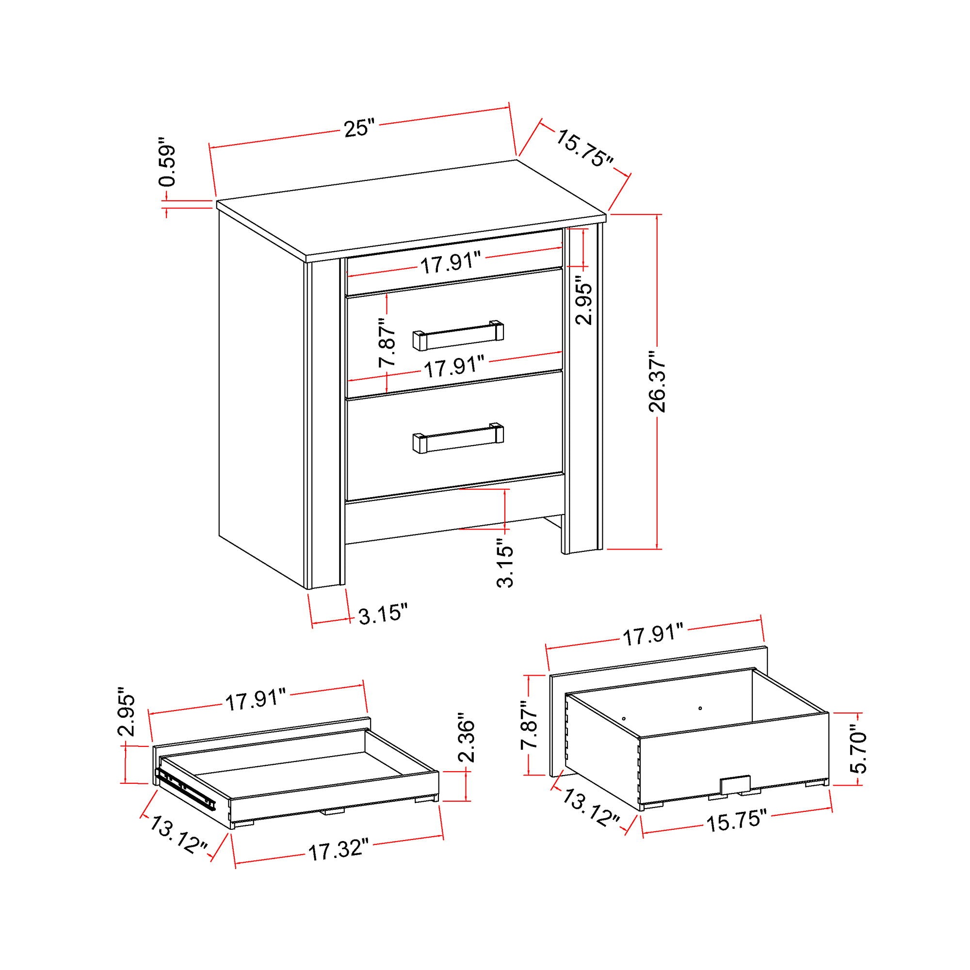 Lorenzo - Nightstand With Hidden Compartment And Handles - Silver