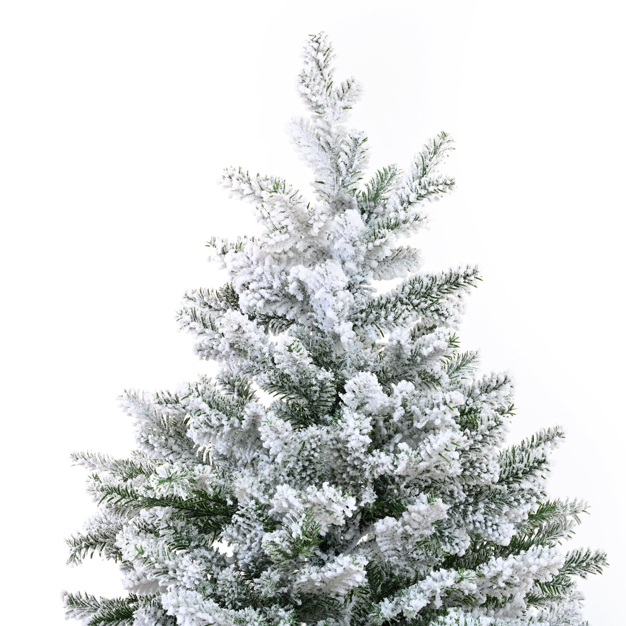 7Ft Snow Flocked Hinged Artificial Christmas Tree With Fluffy Branches And Snow Tips - White