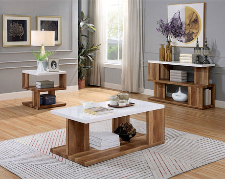 Furniture of America Majken - Sofa Table - White / Natural Tone | Meri Furniture