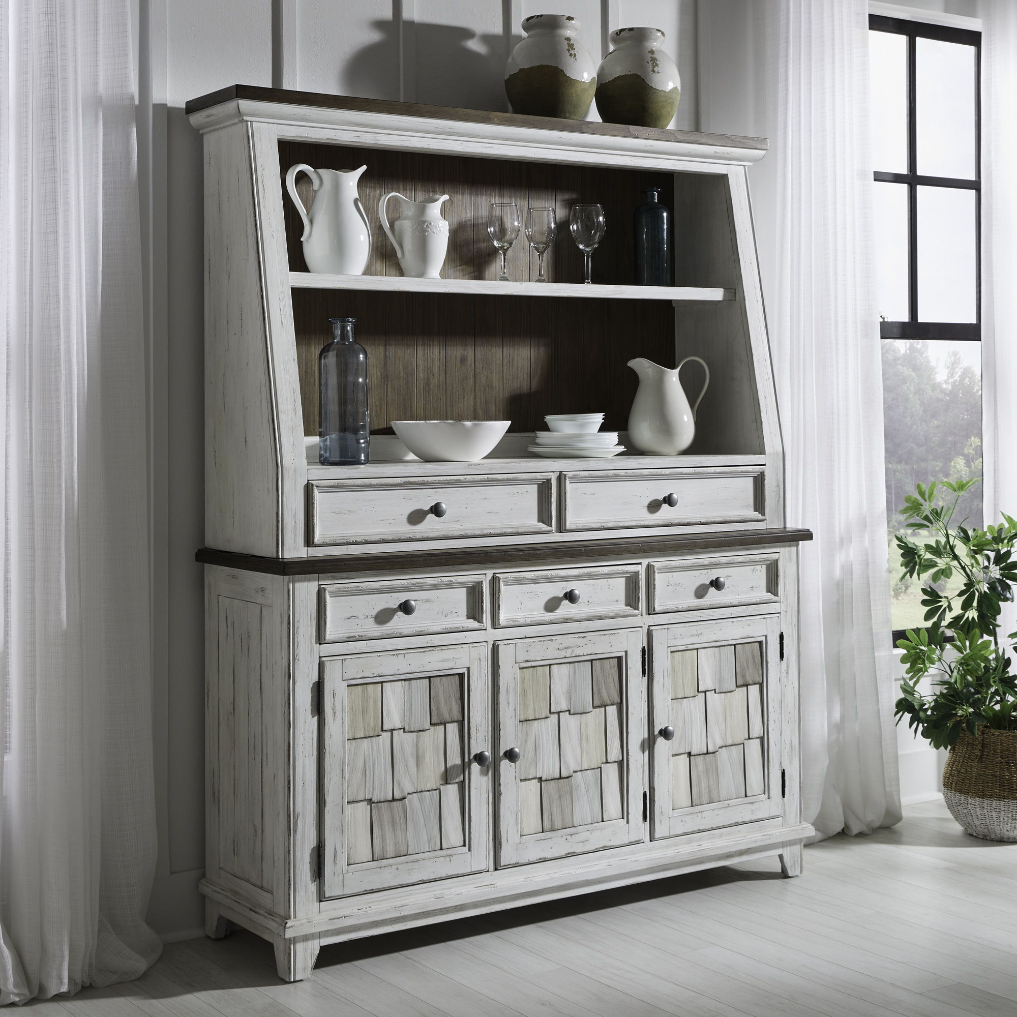 Liberty Furniture River Place - Server & Hutch - White | Meri Furniture