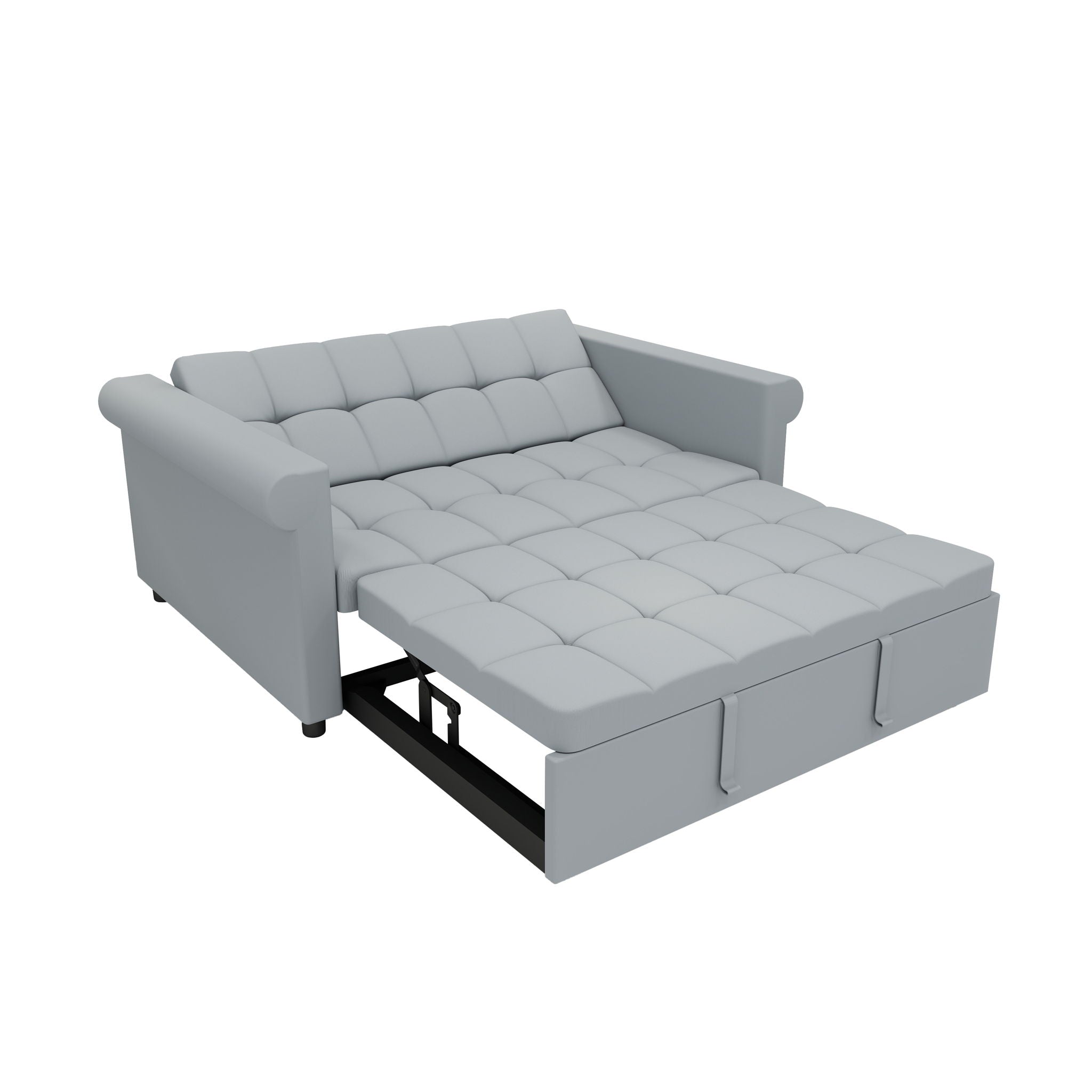 Compact Loveseat With Trundle Sleeper And Storage Pocket - Gray