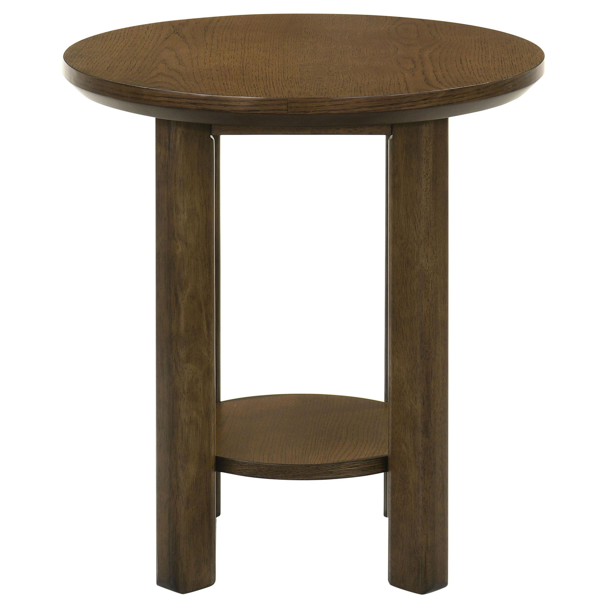 Ottowa 22-Inch Round Wood Side End Table with Shelf Brown