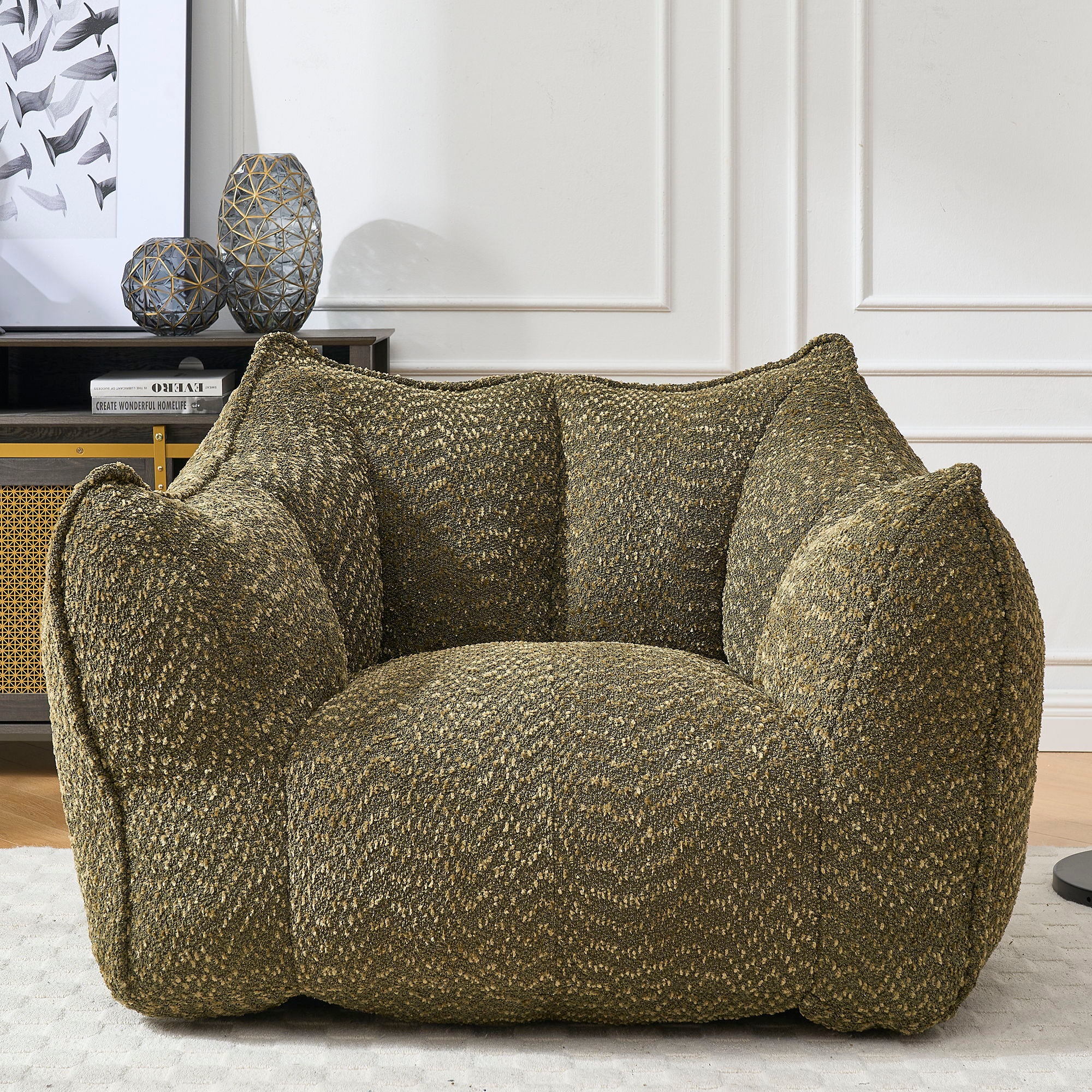 Comfortable Chenille Sofa Chairs With Highly Resilient Foam For Living Rooms And Bedrooms