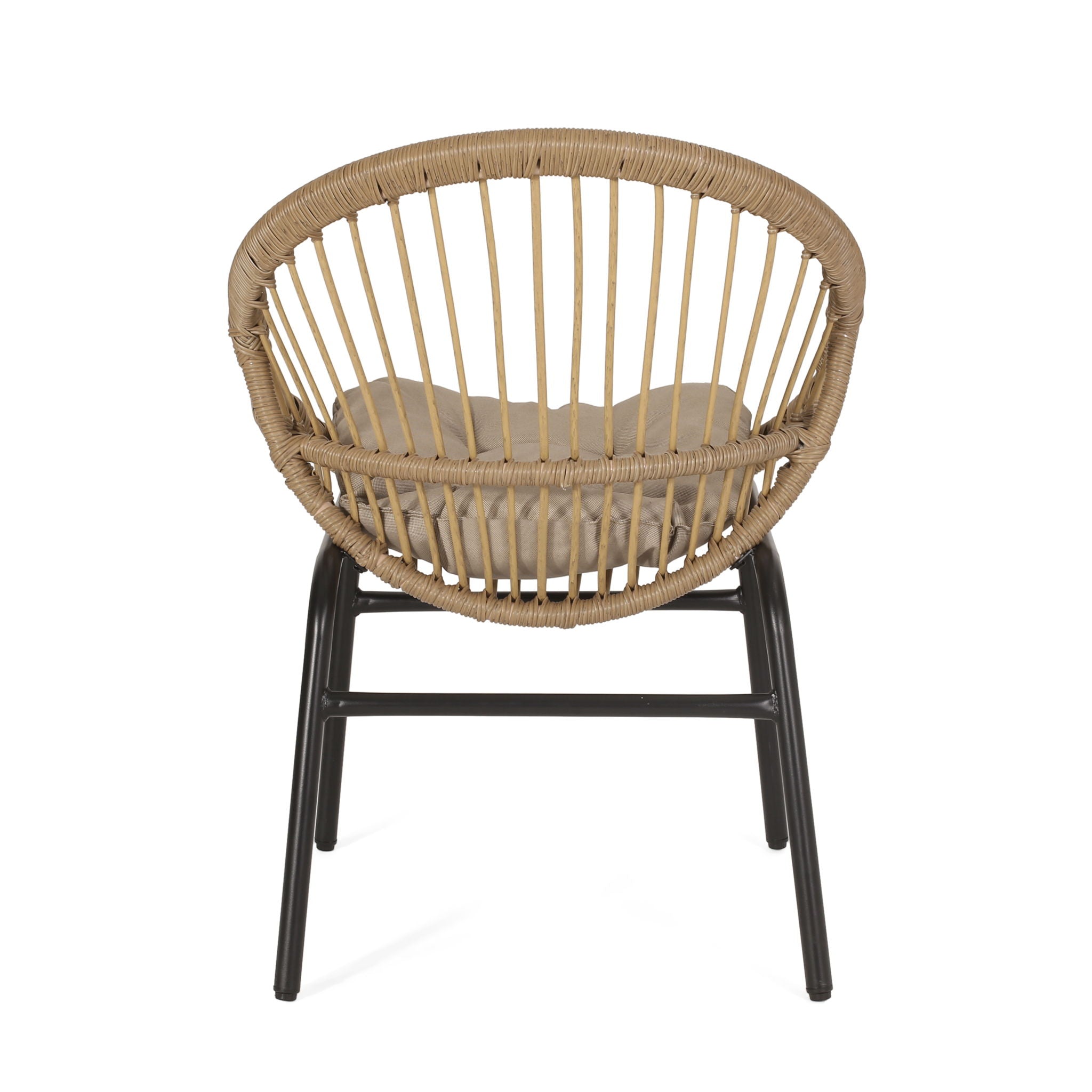 Outdoor Accent Chair With Curved Back And Basket Frame, (Set of 2) - Light Brown / Beige