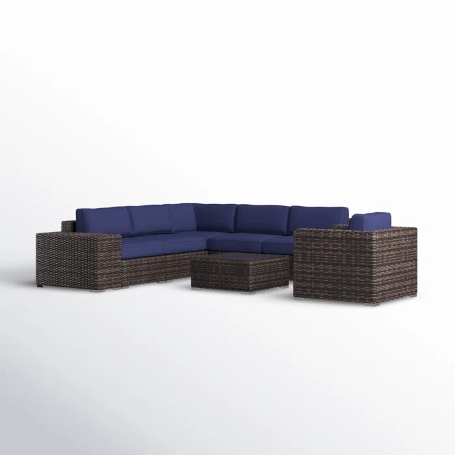 Wicker Seating Group Set With Table And Cushions
