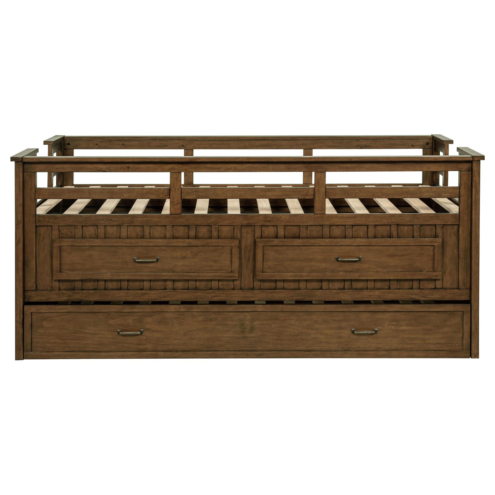 Carlsbad Wood Twin Captains Bed With Trundle Medium Brown
