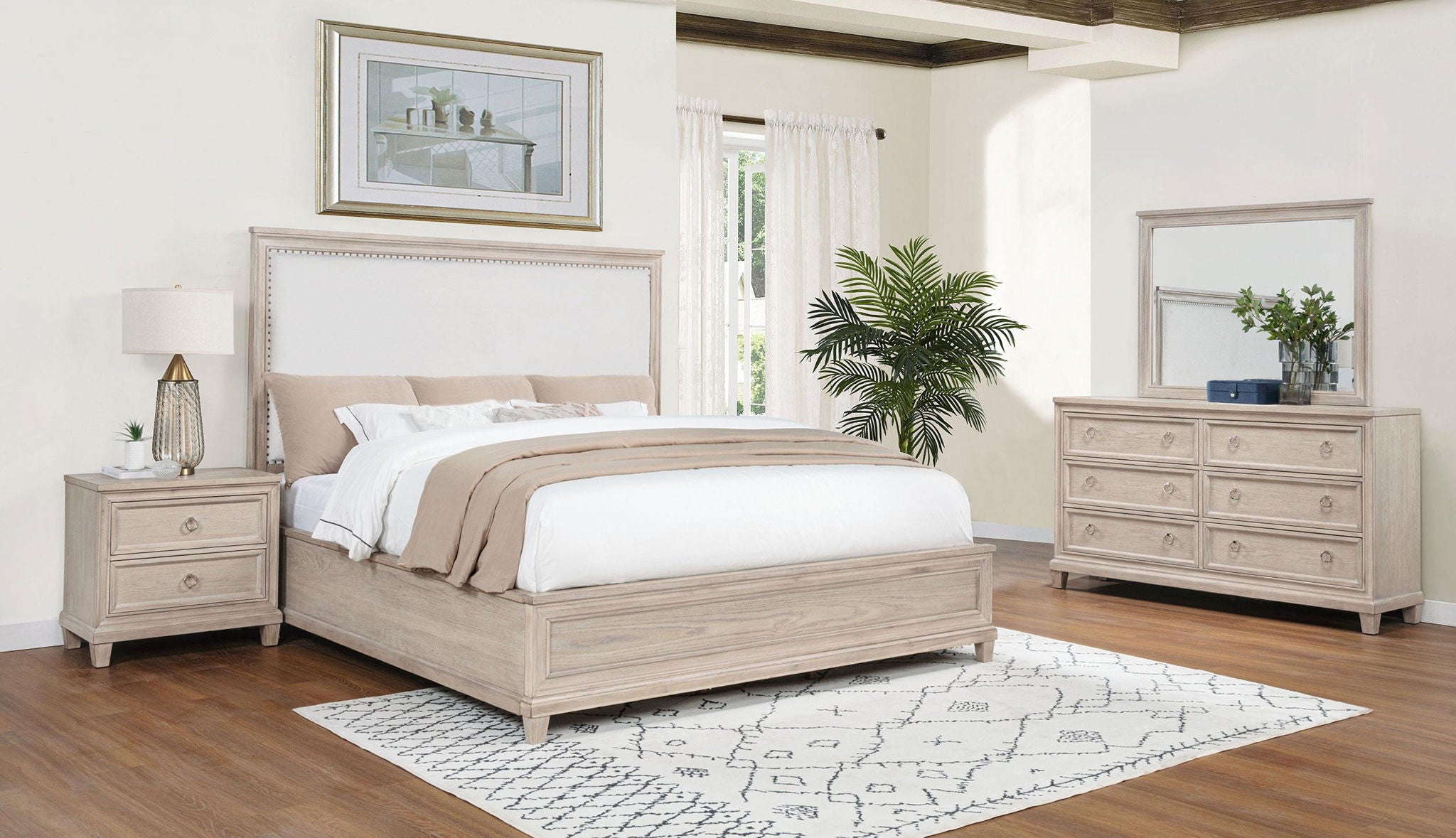 Pembroke 4-piece Queen Bedroom Set Washed Oak
