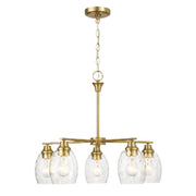 Elegance 5 Lights Linear Arms With Chain Chandelier - Clear / Gold