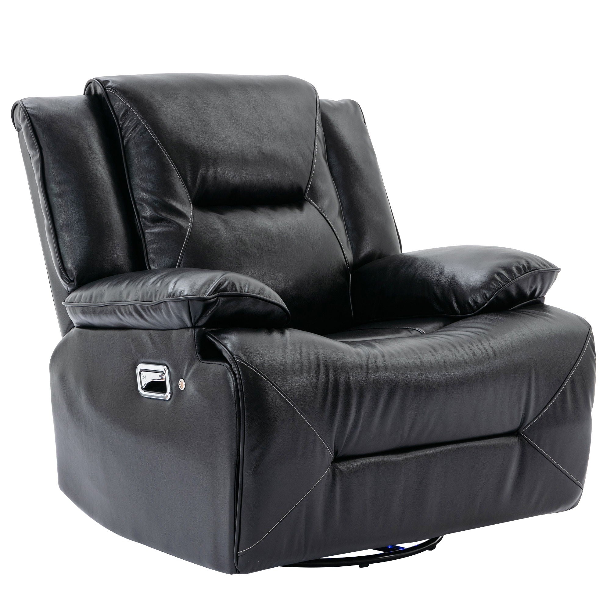 360° Swivel And Rocking Home Theater Recliner Manual Recliner Chair With A LED Light Strip For Living Room