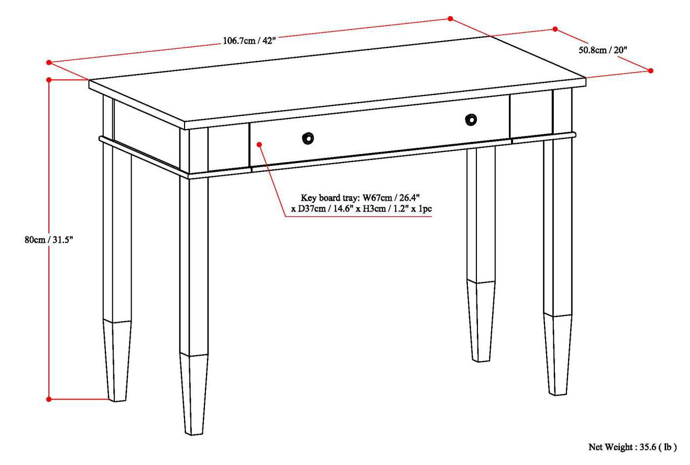 Carlton - Home Office Desk - Dark Tobacco Brown