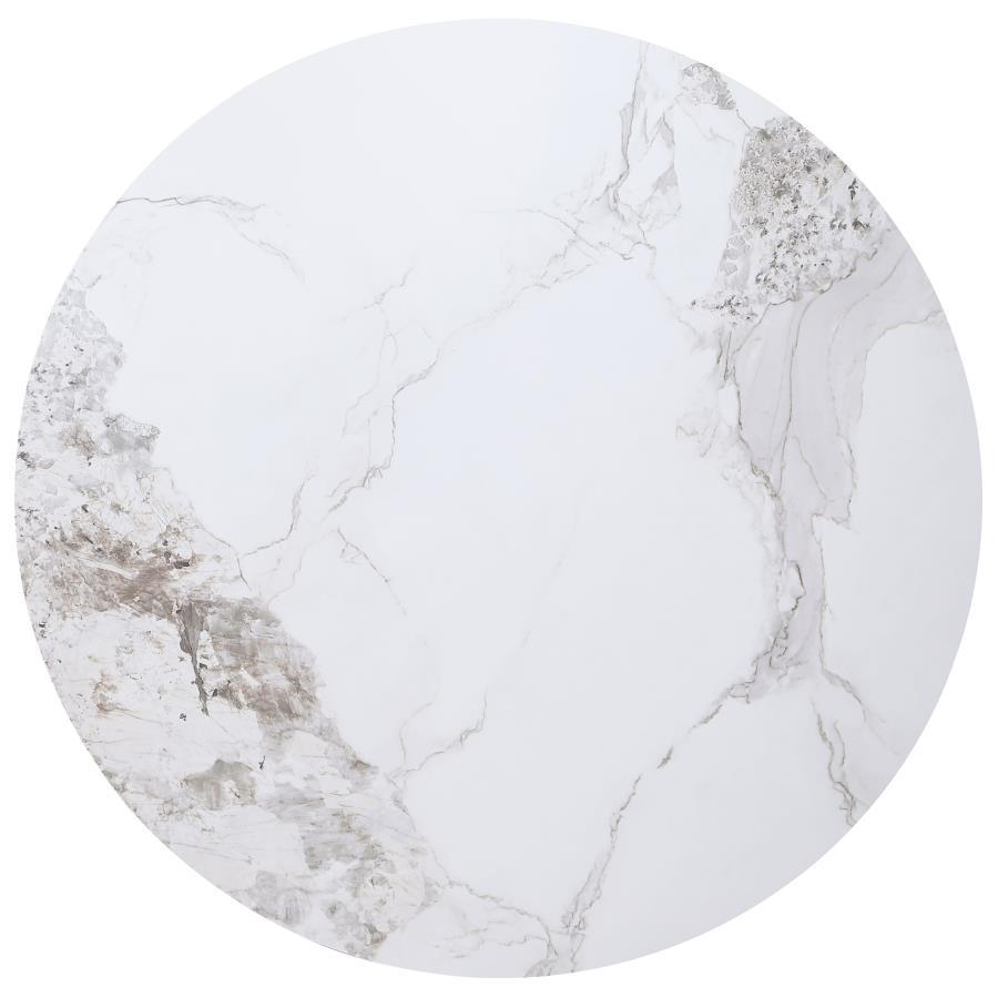 Coaster Fine Furniture Acadia - Round Sintered Stone Top Dining Table - White | Meri Furniture