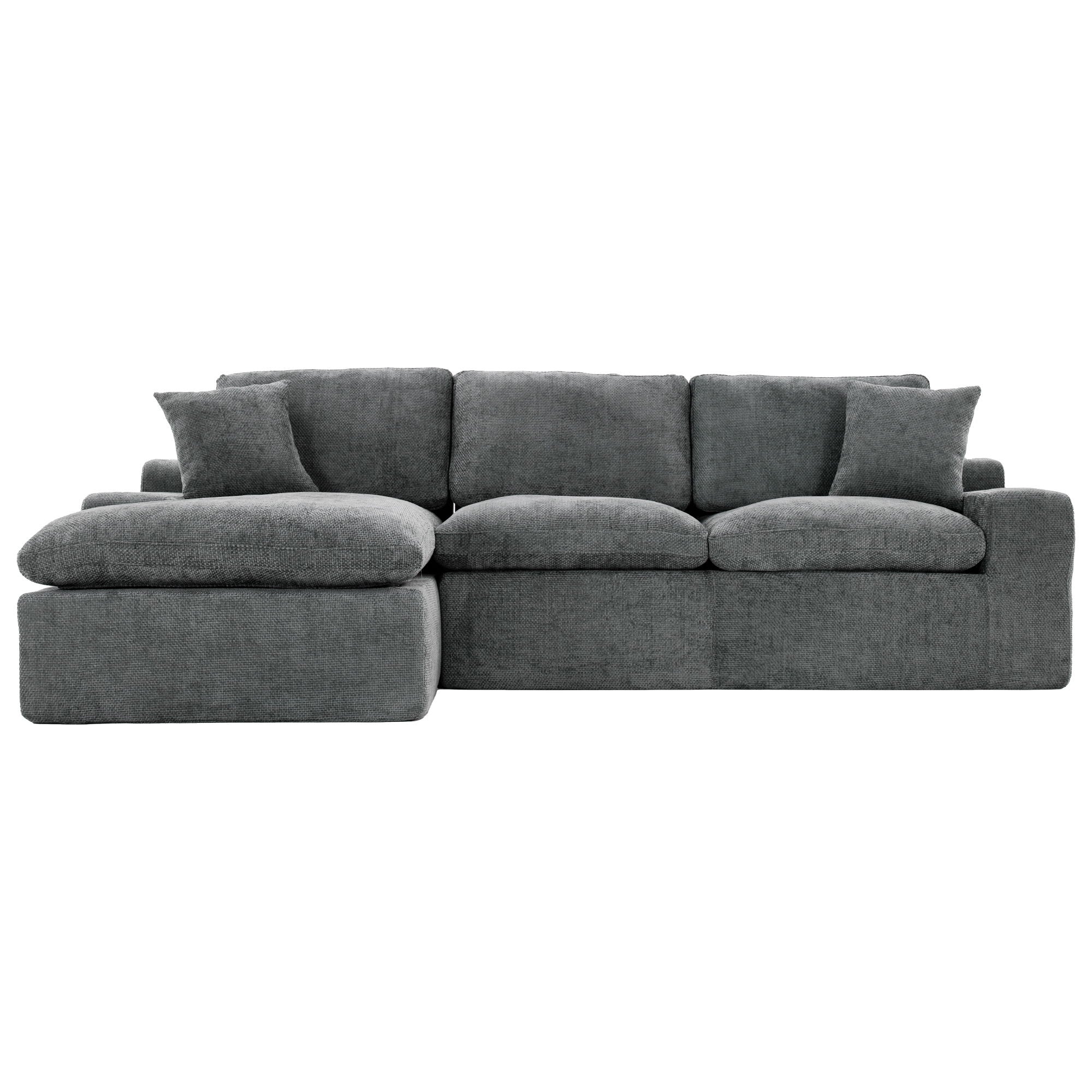 Cloud Sectional Sofa With Double Layer Cushion And Side Pockets, Free-Combined