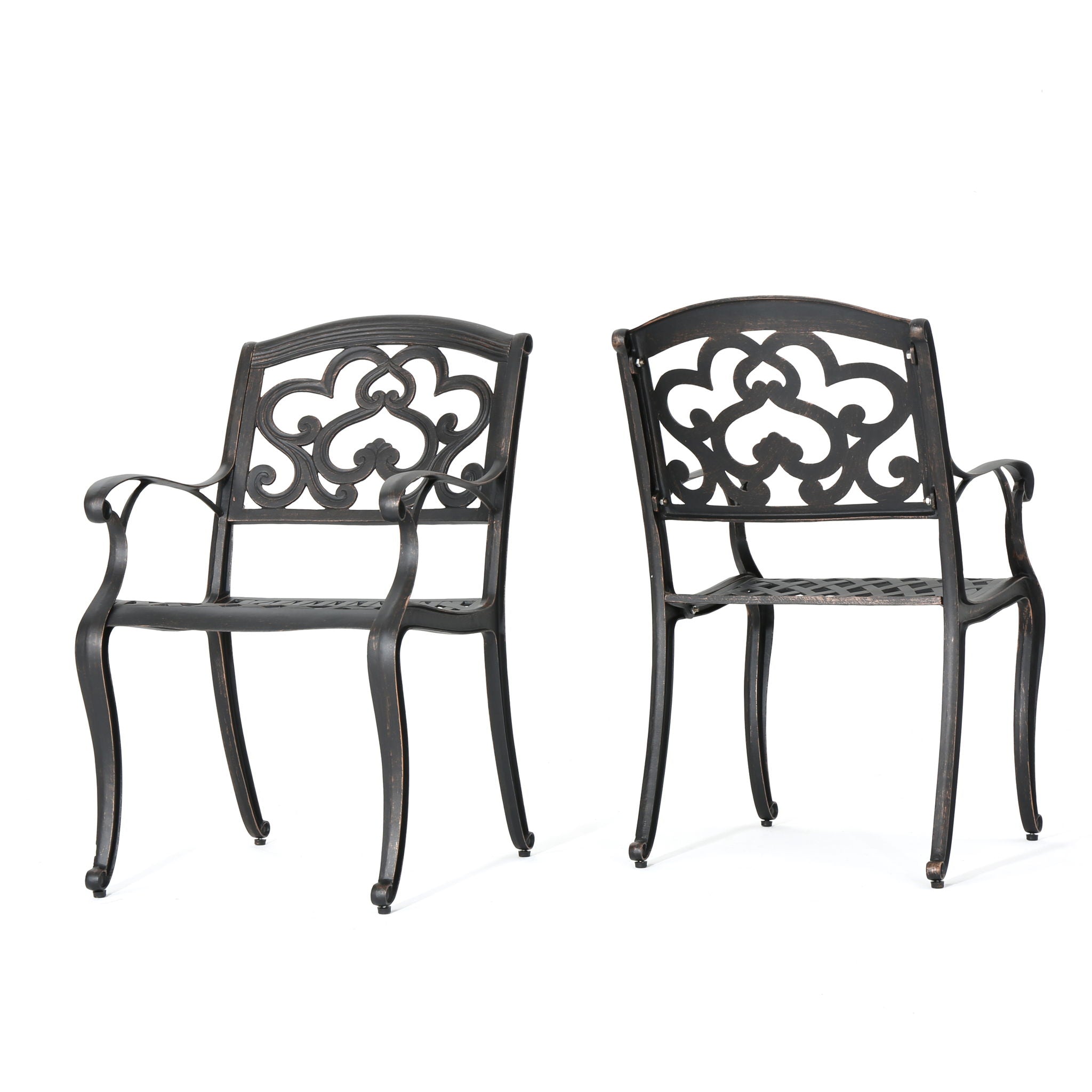 Cast Aluminum Dining Chair With Hand Crafted Details - Copper