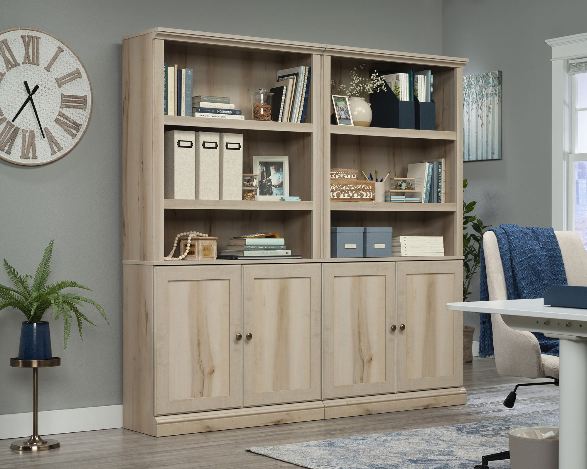 5-Shelf Bookcase with Doors in Pacific Maple