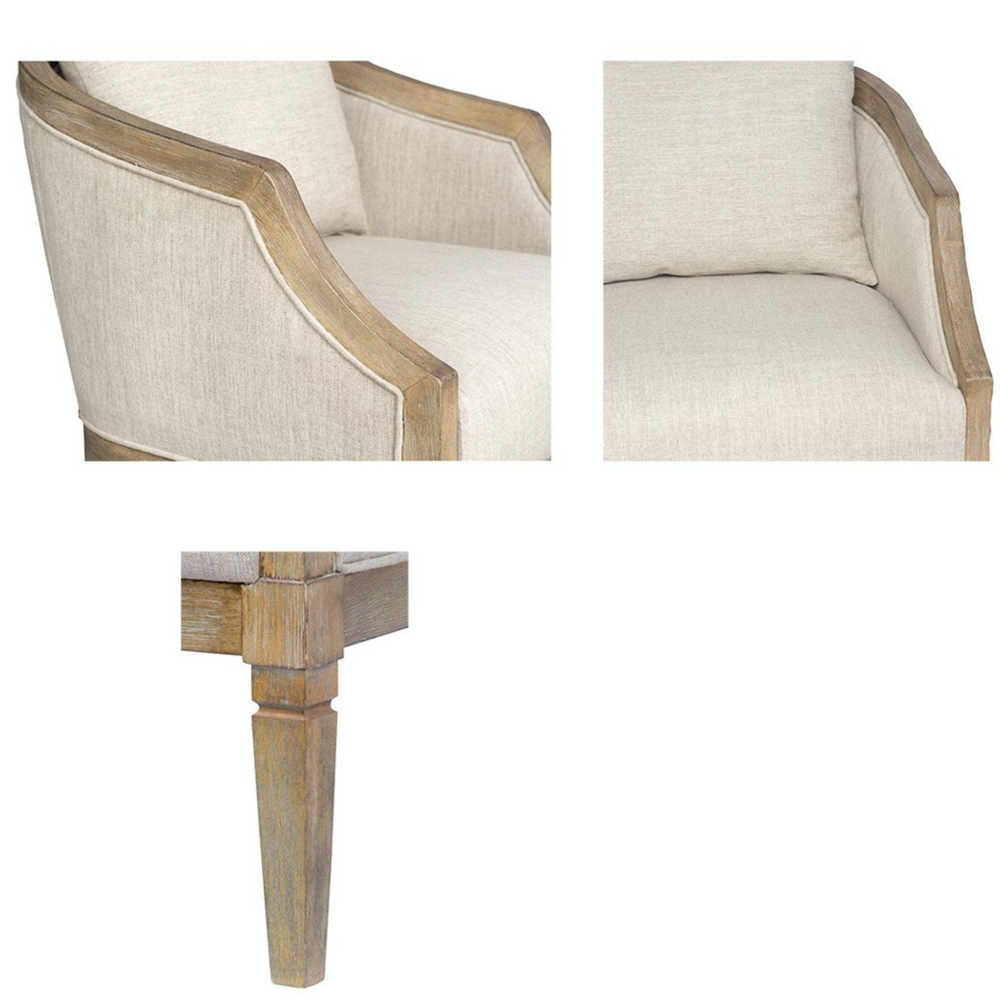 Classic Chair With Solid Wood Frame And Jacquard Upholstery - Beige