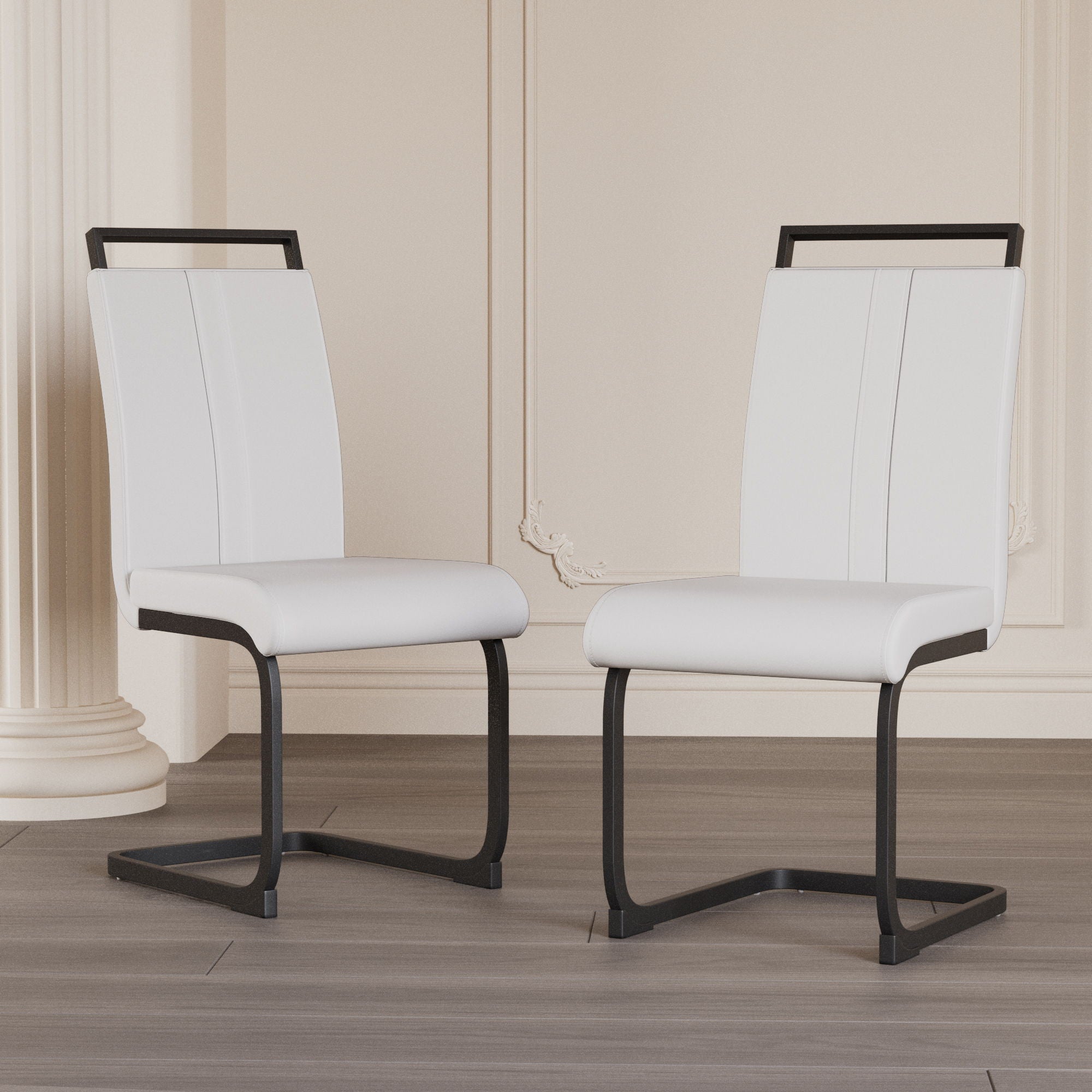 Modern Dining Chairs With High Back Upholstered Design Metal Legs