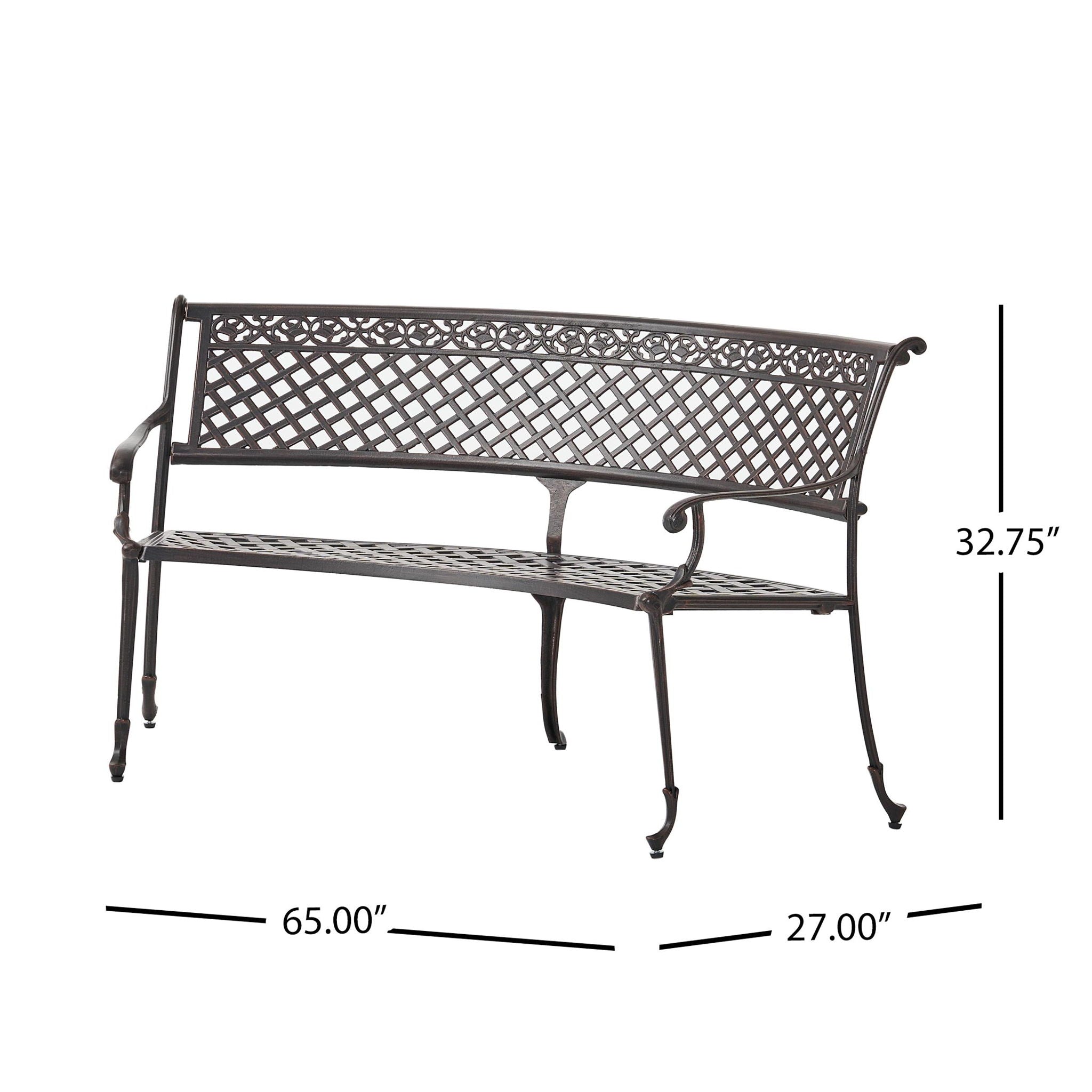 Sector - Bench With Curved Design And Diamond Cross Seat - Copper