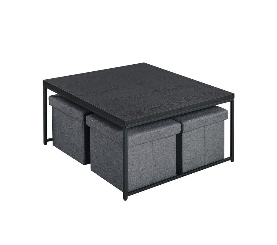 Caitlin 35"W Black Wood Grain 5 Piece Coffee Table Set