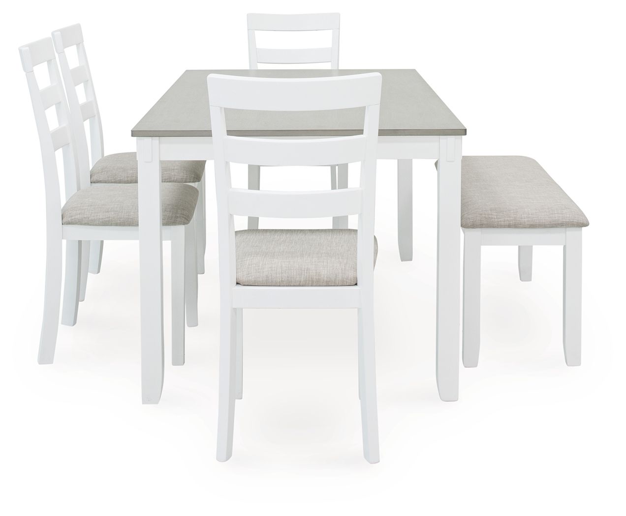 Signature Design by Ashley® Stonehollow - White / Gray - Rectangular Drm Table Set (Set of 6) | Meri Furniture
