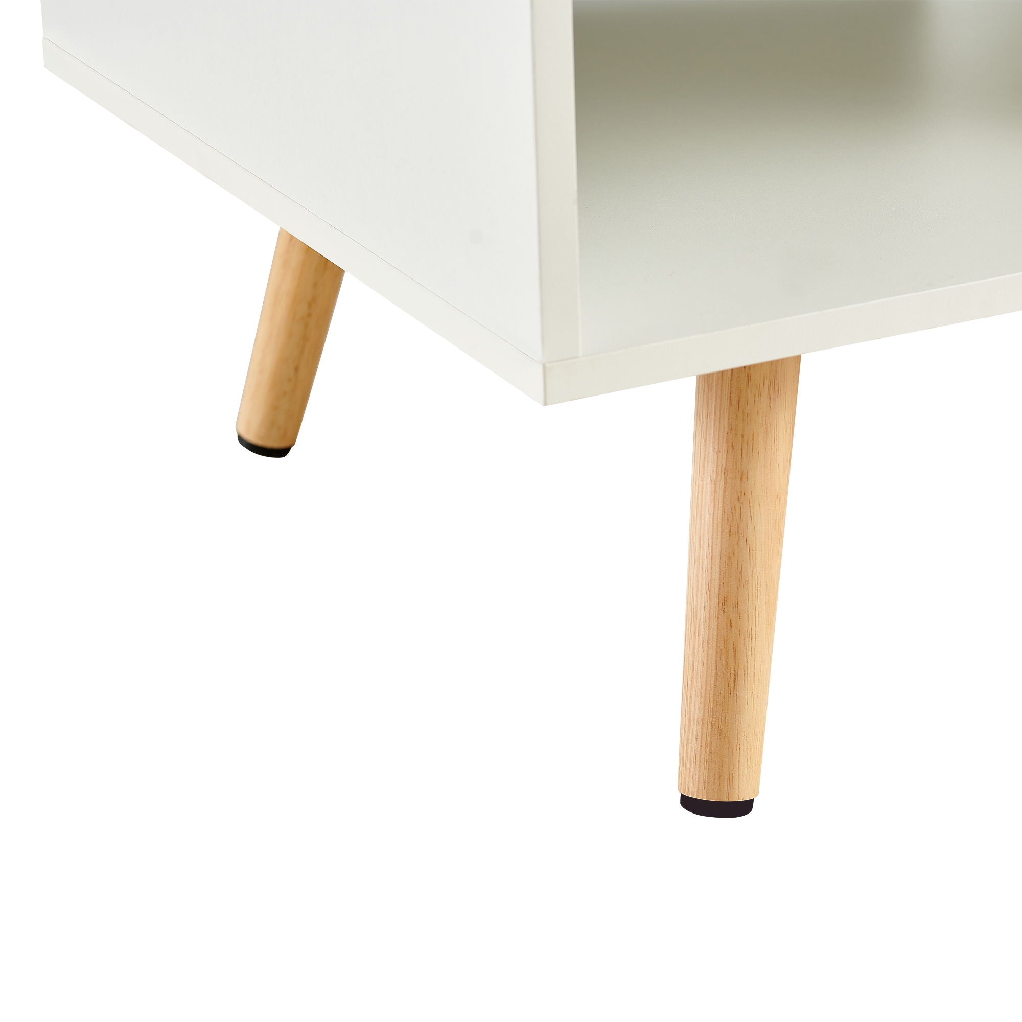 Modern Rectangle Coffee Table With Legs, Sliding Drawer For Storage - White