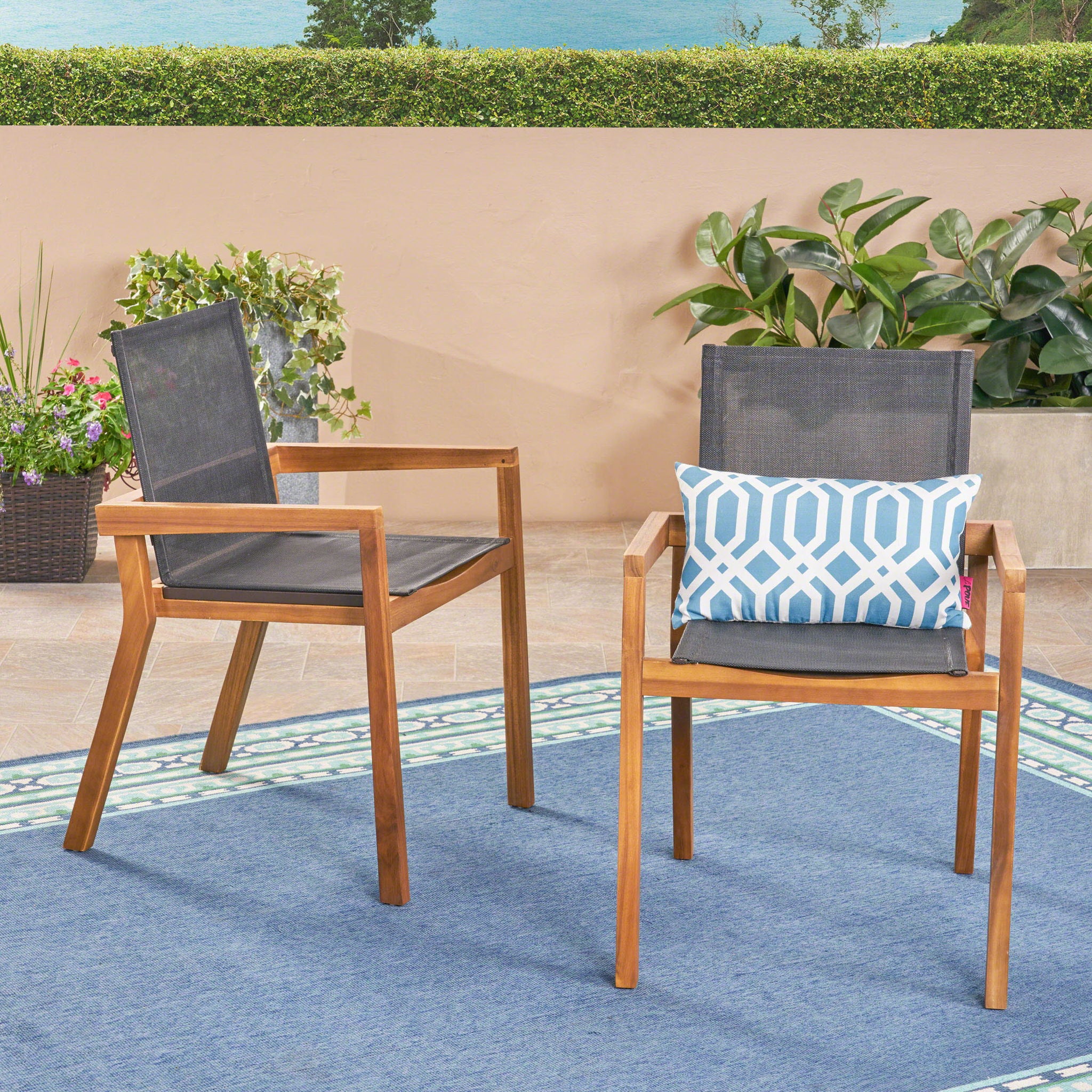 Belfast - Dining Chair With Acacia Wood Frame And Mesh Seating (Set of 2)
