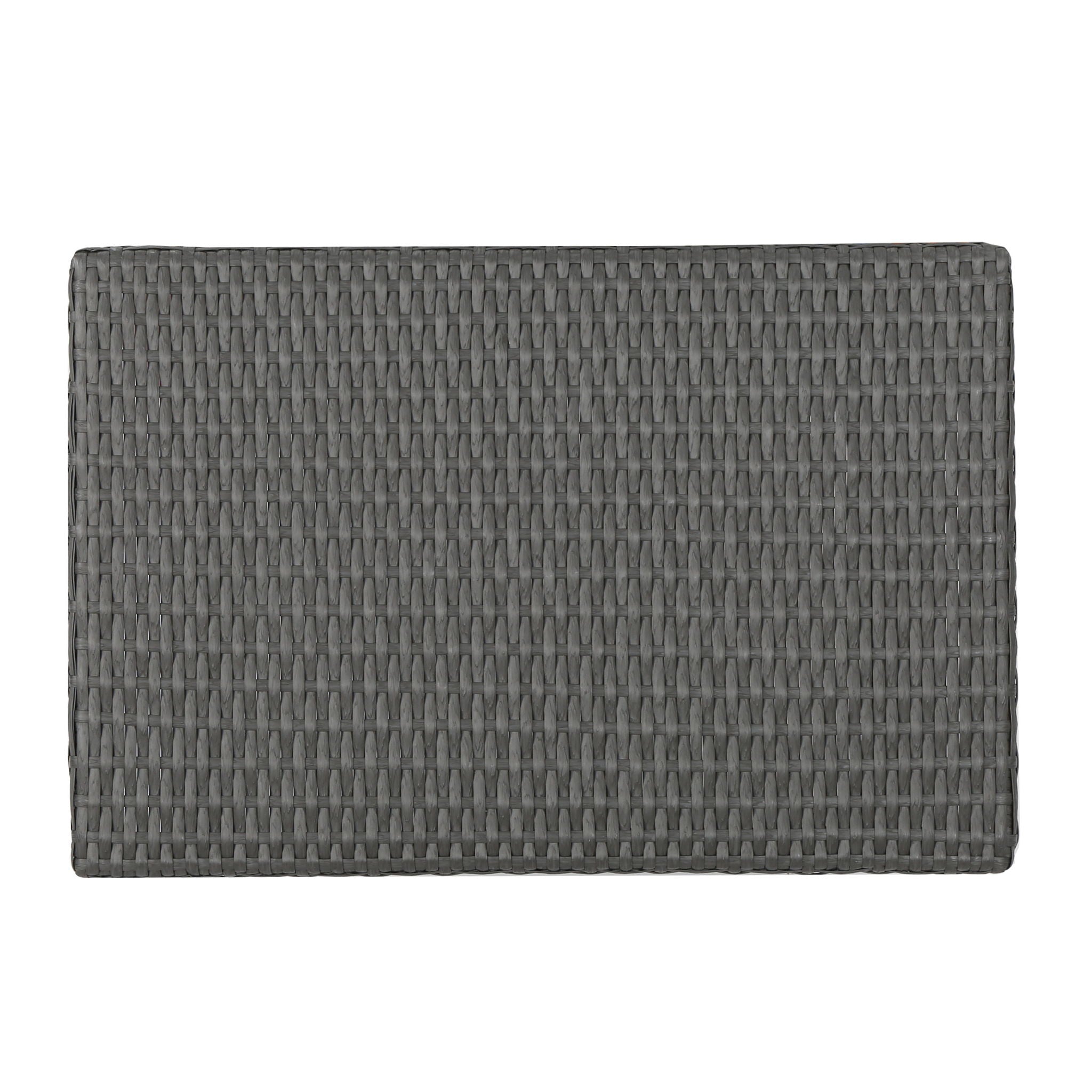 Outdoor Wicker Table With Rectangular Tabletop - Gray