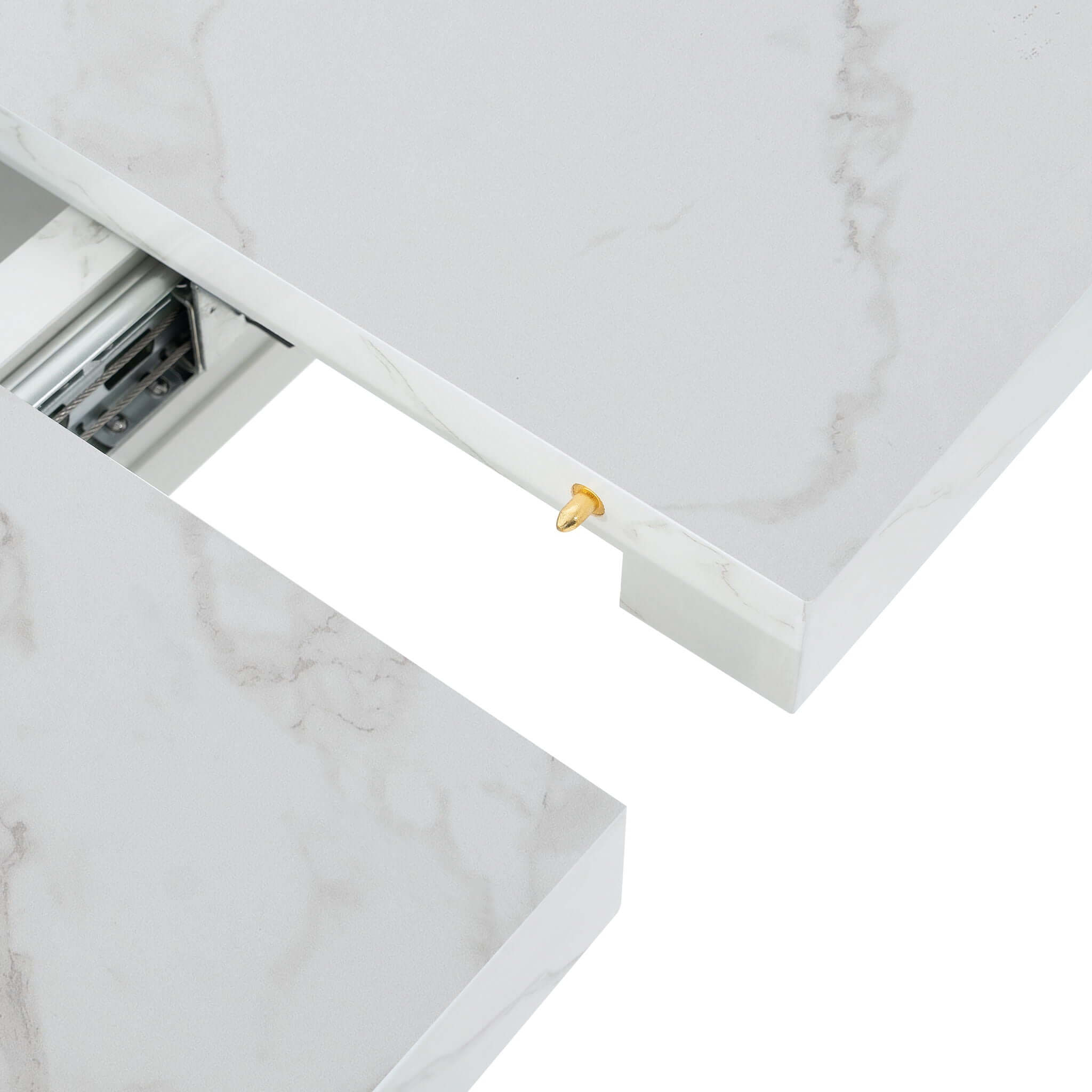 Modern Rectangle Dining Table With Stretchable Top, Storage Cabinet