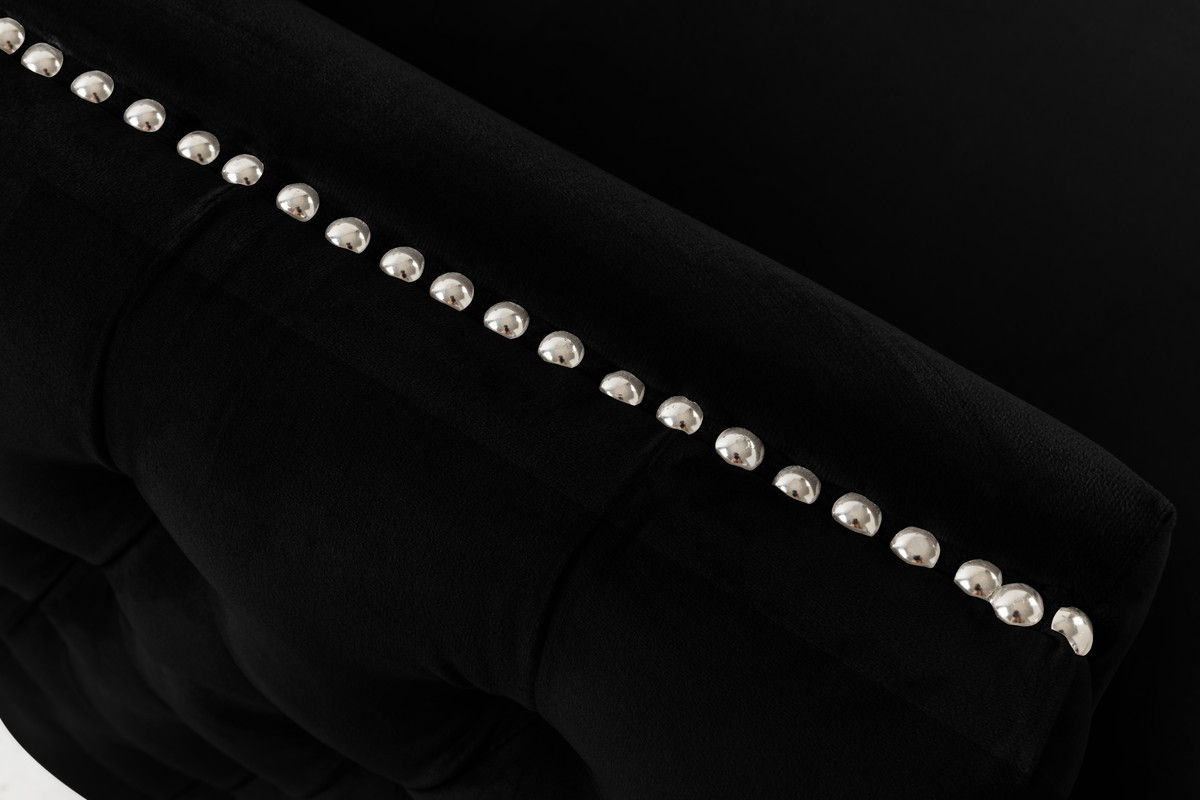 Bayberry 34"W Black Velvet Chair with 1 Pillow