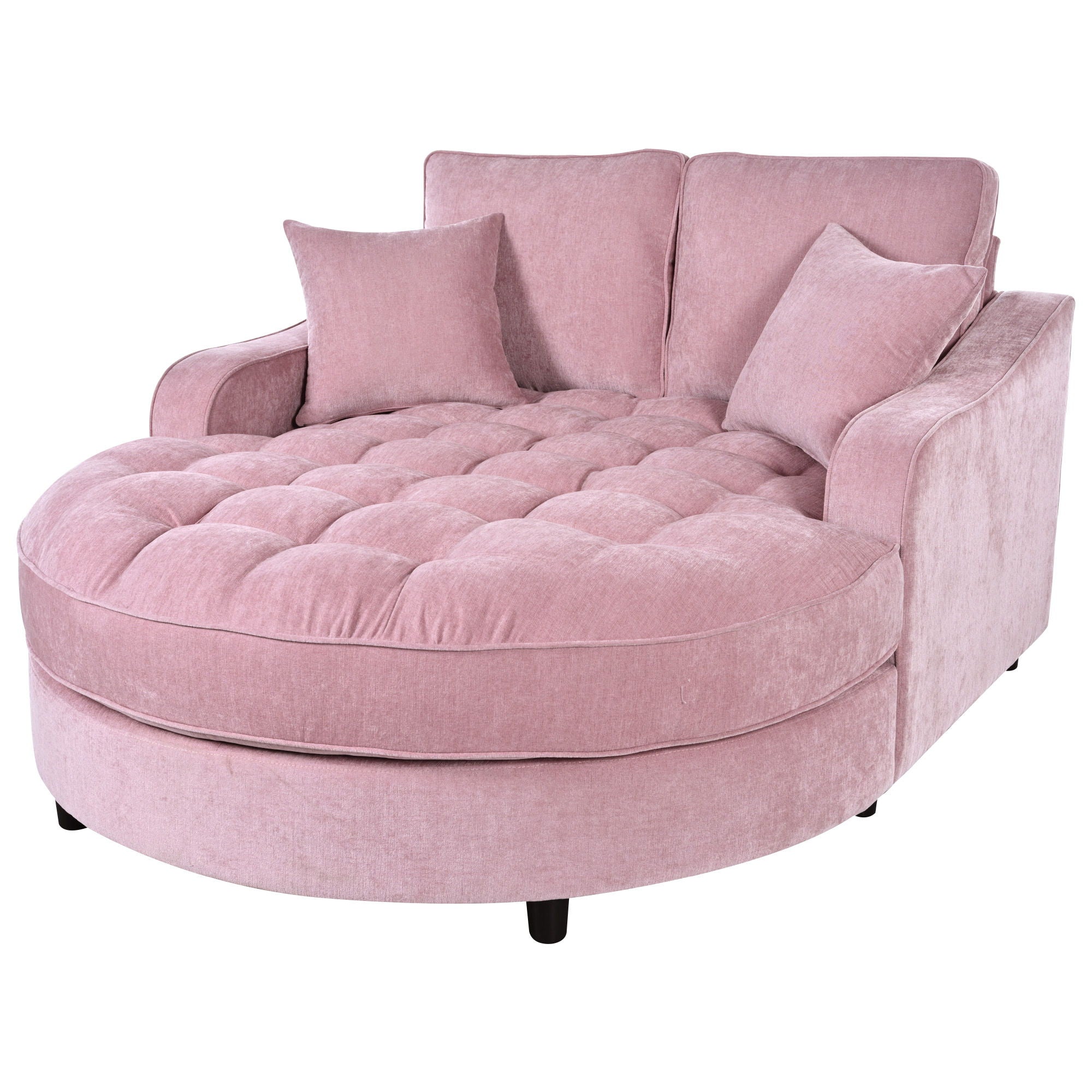 Modern Chaise Lounge Upholstered Sofa Couch With Tufted Seat And Detachable Pillows For Living Room