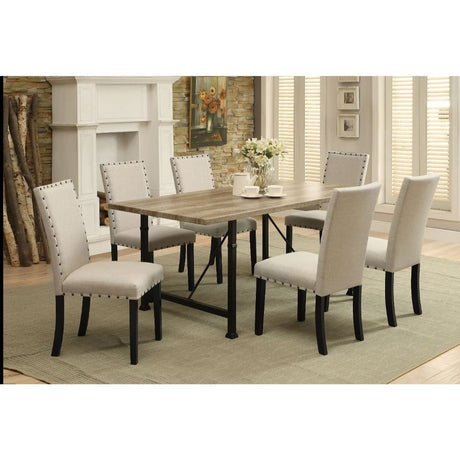 ACME Oldlake - Dining Table - Antique Light Oak & Black - 30" | Meri Furniture