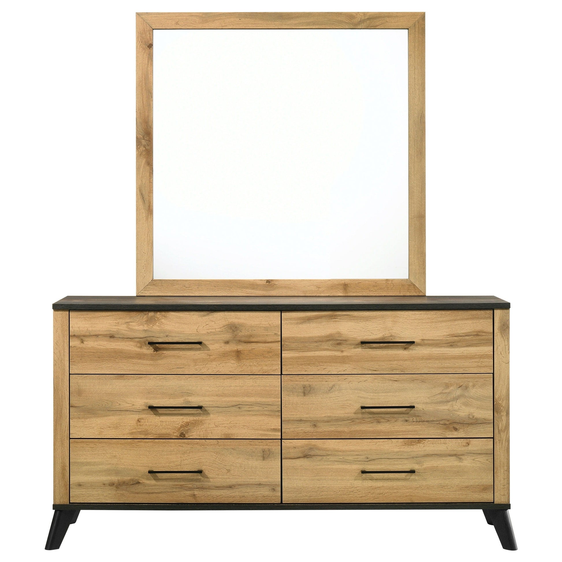 Coaster Fine Furniture Kaywood - 6-Drawer Dresser And Mirror - Natural Pine | Meri Furniture