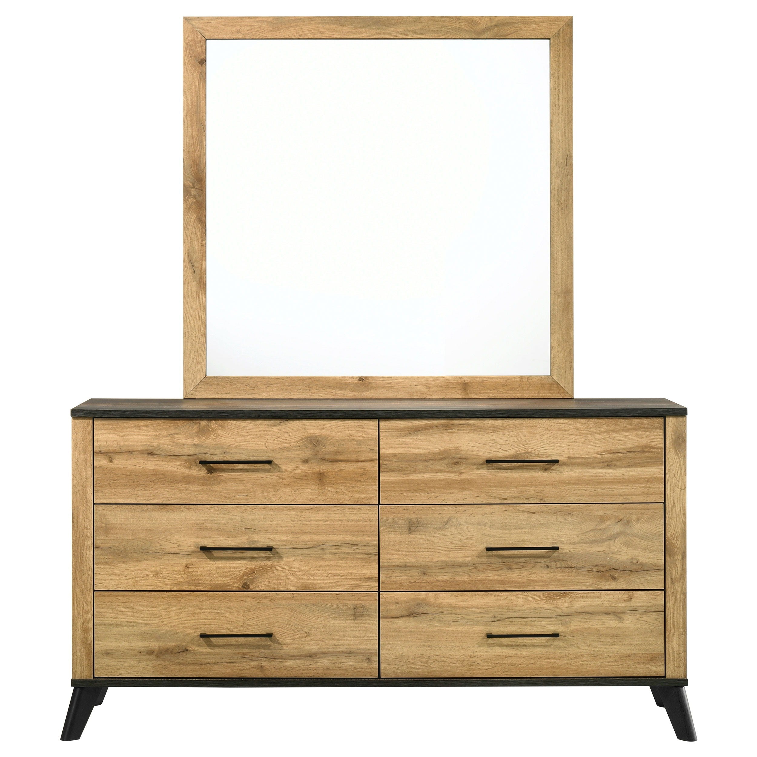 Coaster Fine Furniture Kaywood - 6-Drawer Dresser And Mirror - Natural Pine | Meri Furniture