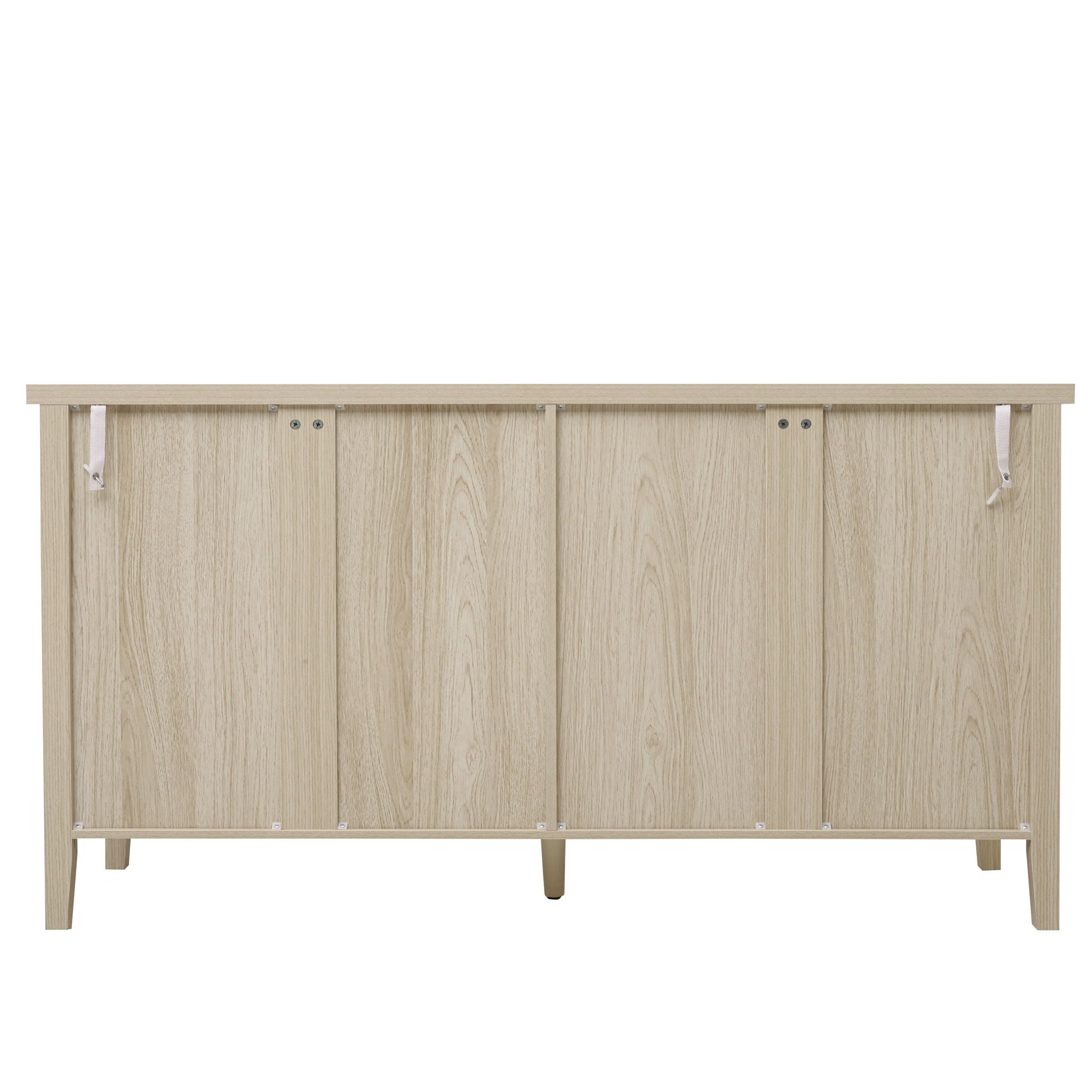 4 Door Sideboard, Carved Sideboard Buffet Cabinet With Storage, Modern Coffee Bar Cabinet With Adjustable Shelf For Living Room, Dining Room, Kitchen - Natural