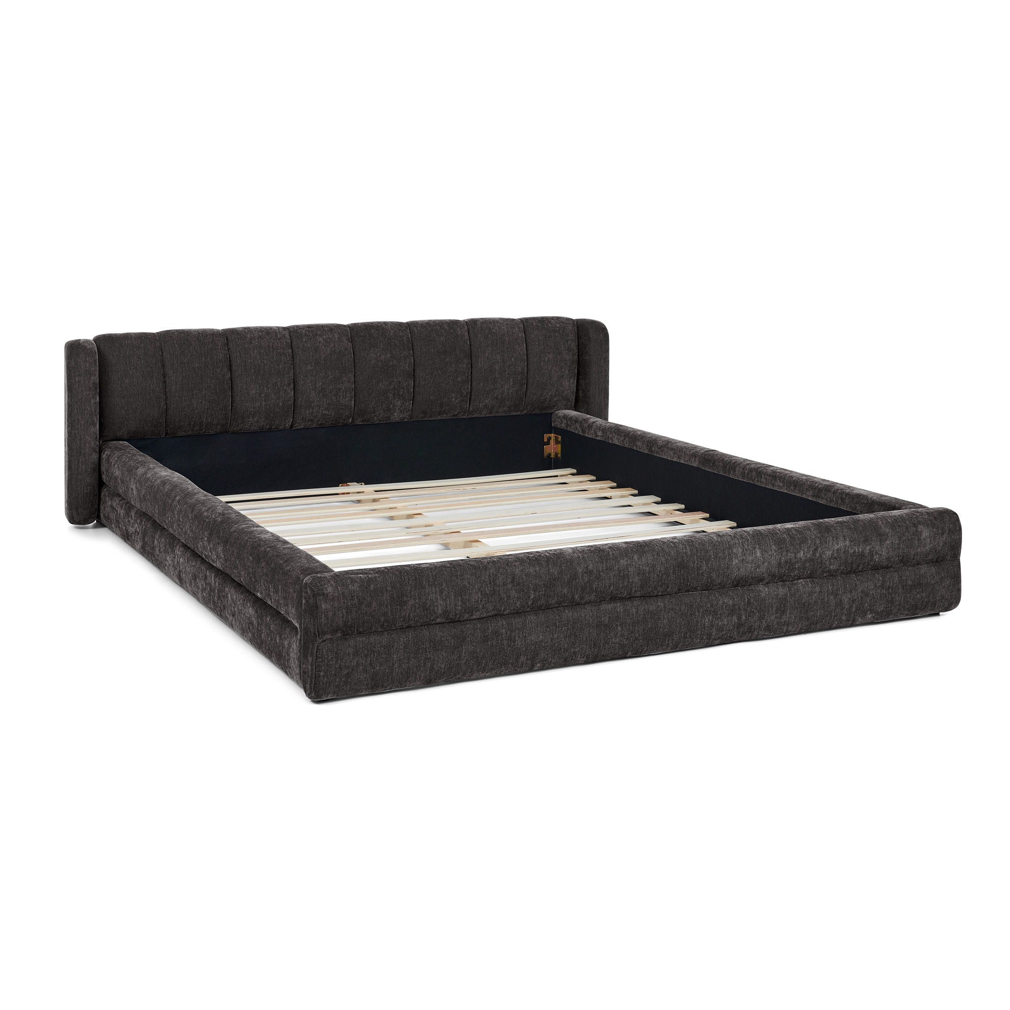 Modern Upholstered Bed Frame With Thick Chenille Fabric And Headboard