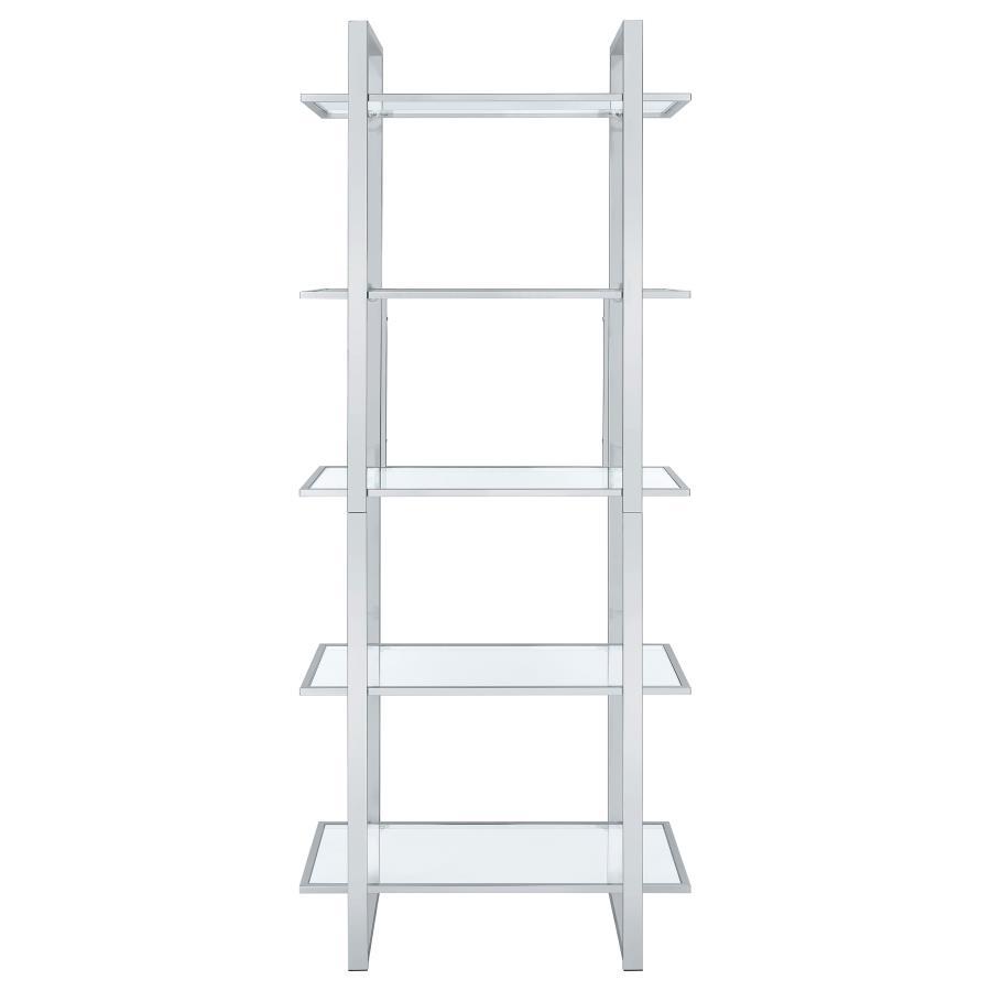 Coaster Fine Furniture Hartford - 5-Shelf Glass Bookshelf - Chrome | Meri Furniture