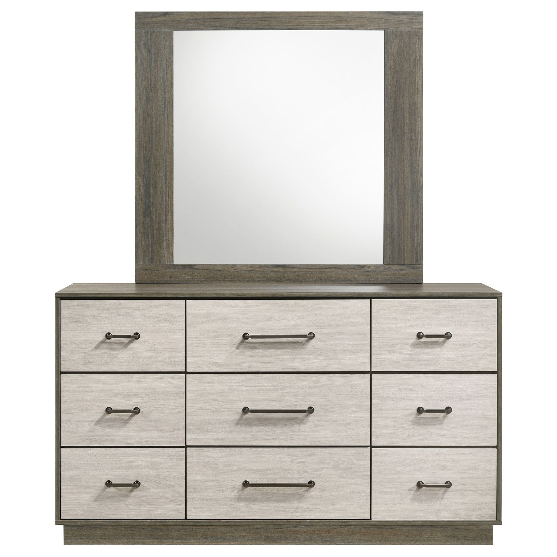 Coaster Fine Furniture Fenwick - 9-Drawer Dresser With Mirror - Gray Oak | Meri Furniture