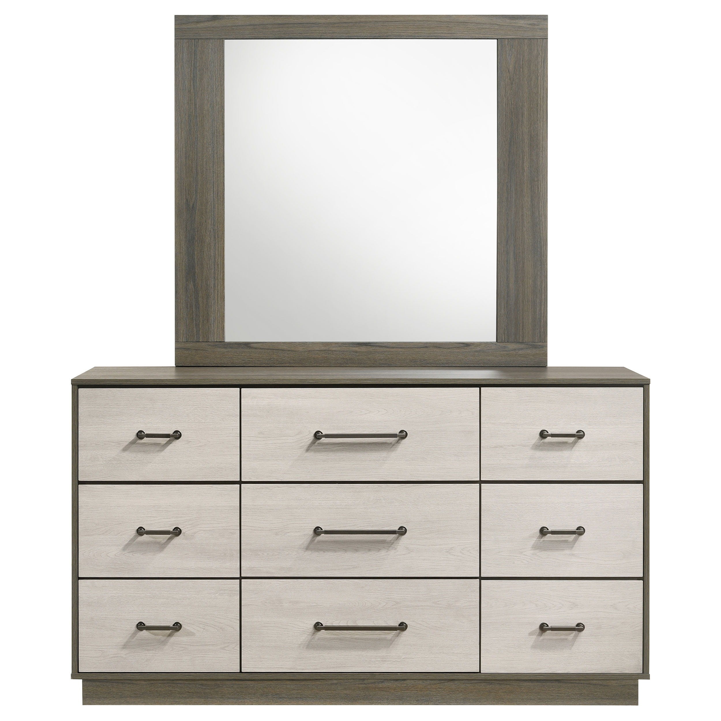 Coaster Fine Furniture Fenwick - 9-Drawer Dresser With Mirror - Gray Oak | Meri Furniture