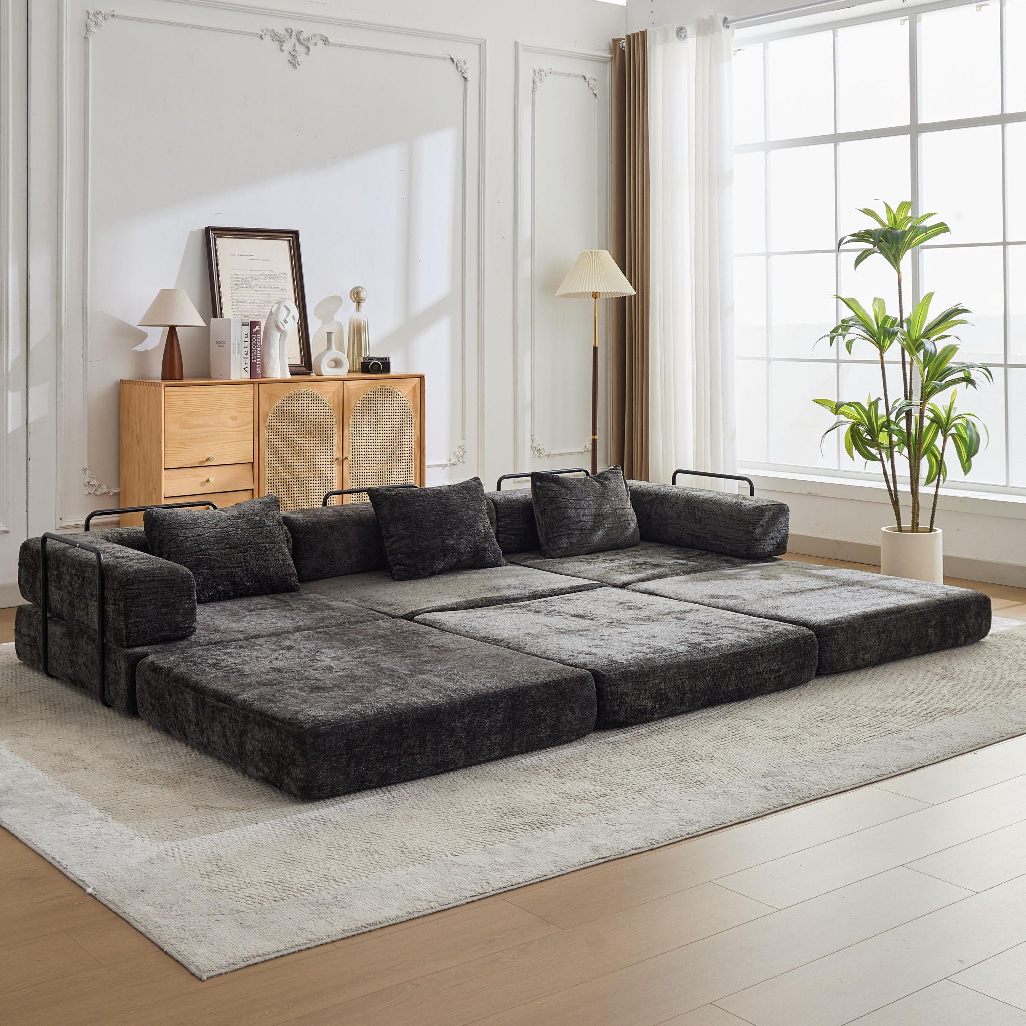 Convertible Floor Sofa Bed, Boneless Modular Sectional Sofa For Living Room