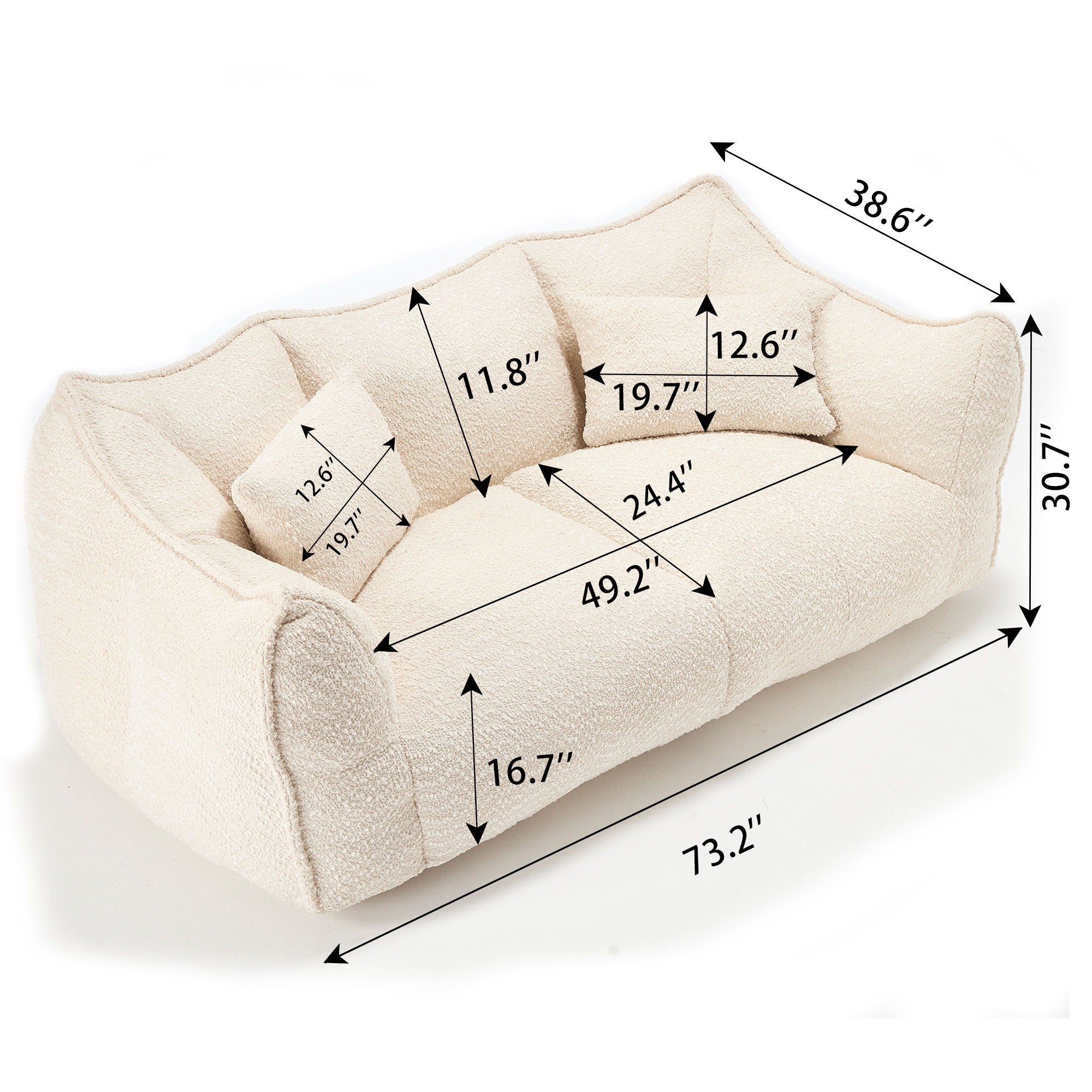 Comfortable Dual Beanbag Chair With High Resilience Foam Core For 2 People