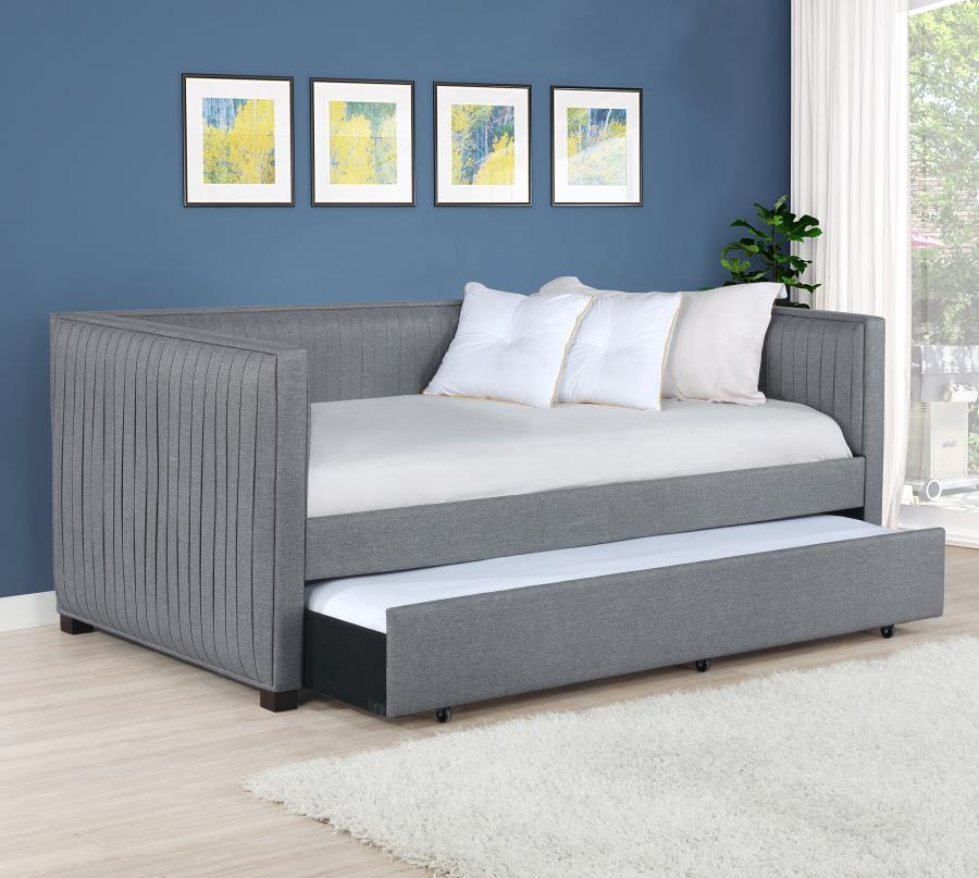 Coaster Fine Furniture Brodie - Upholstered Twin Daybed With Trundle - Gray | Meri Furniture